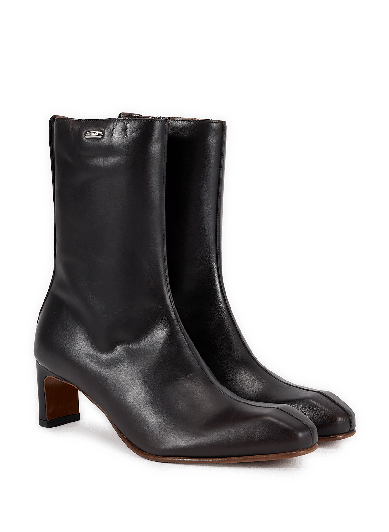 Bottines à talon en cuir OUR LEGACY Marron