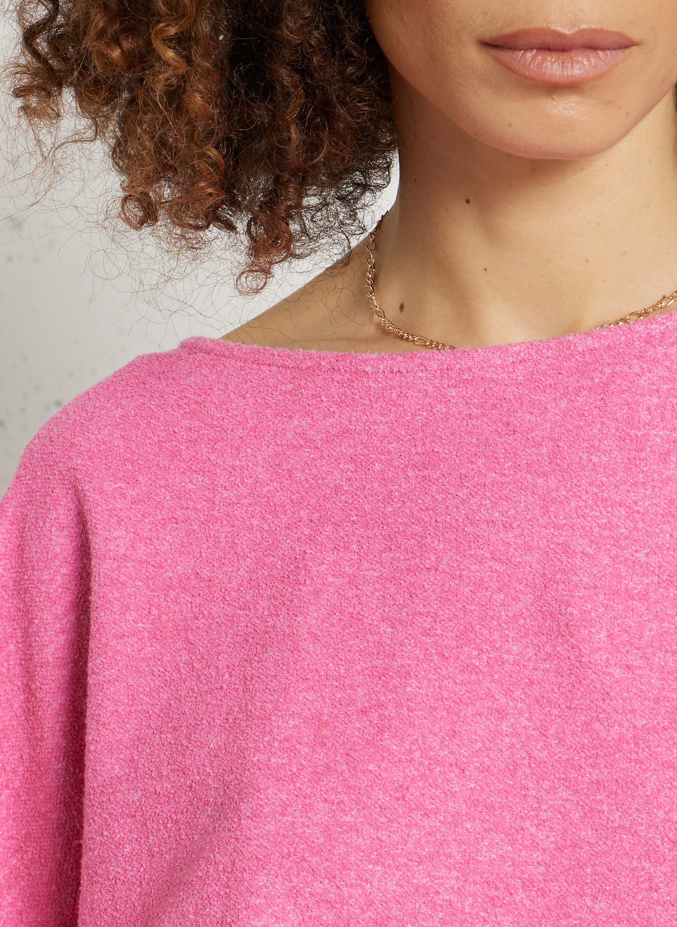 Sweat col bateau droit uni cluway AMERICAN VINTAGE Rose