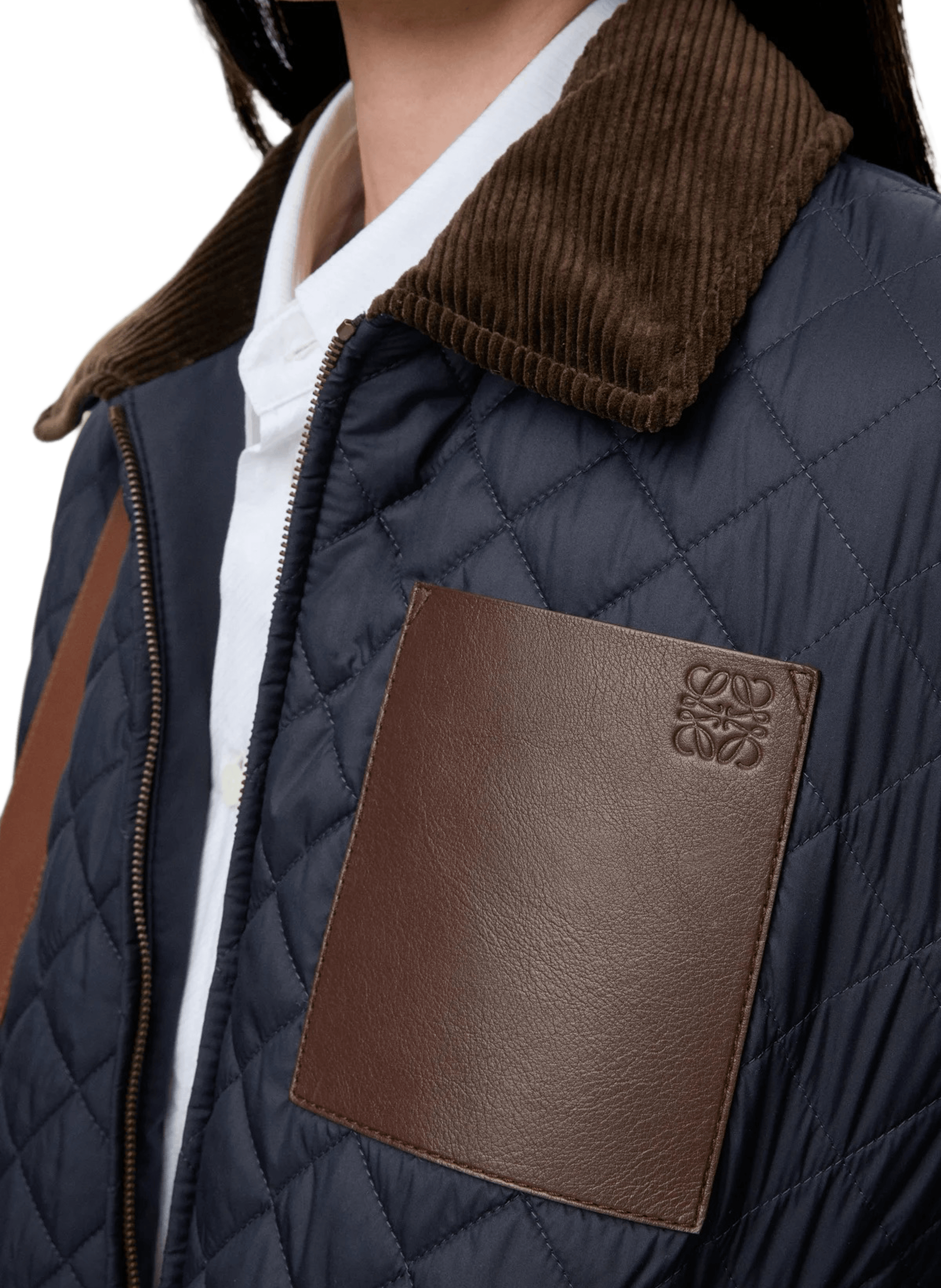 Veste courte en tissu technique à col contrasté LOEWE Bleu