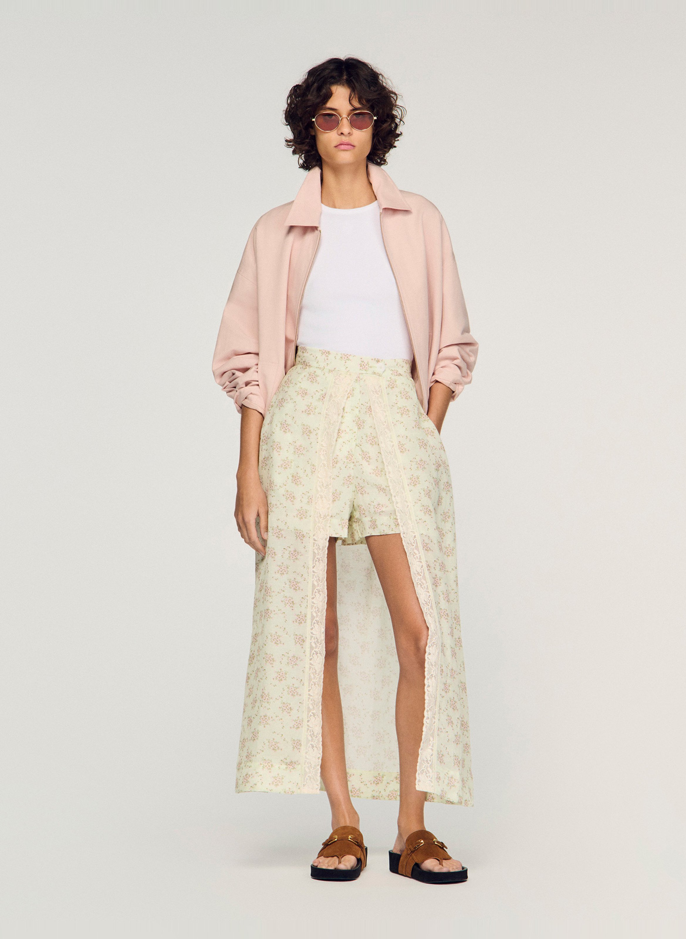 Jupe droite imprimée SANDRO Rose