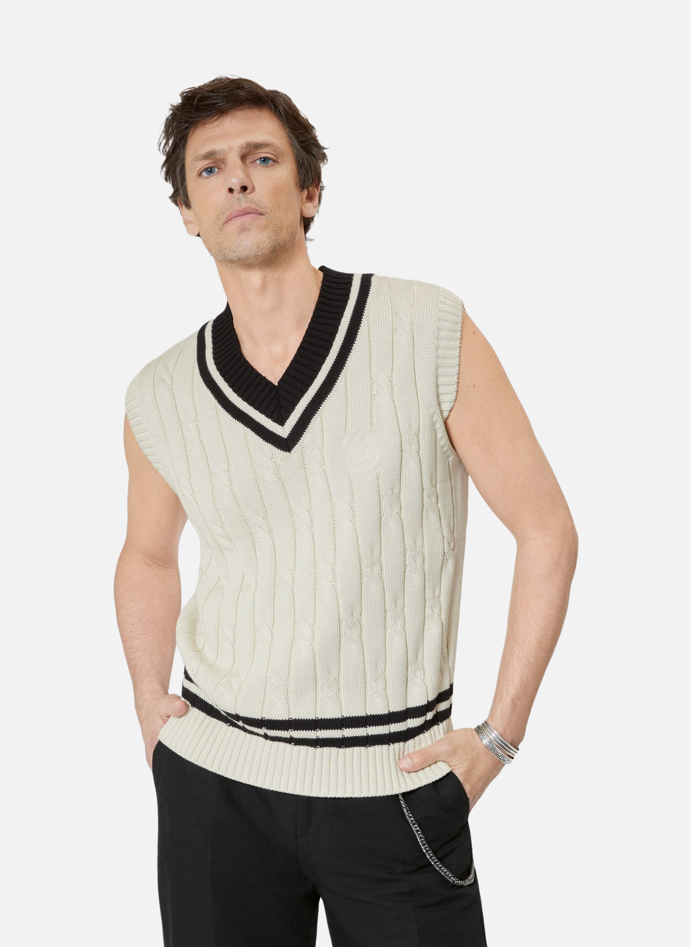 Pull sans manches à torsades THE KOOPLES Noir