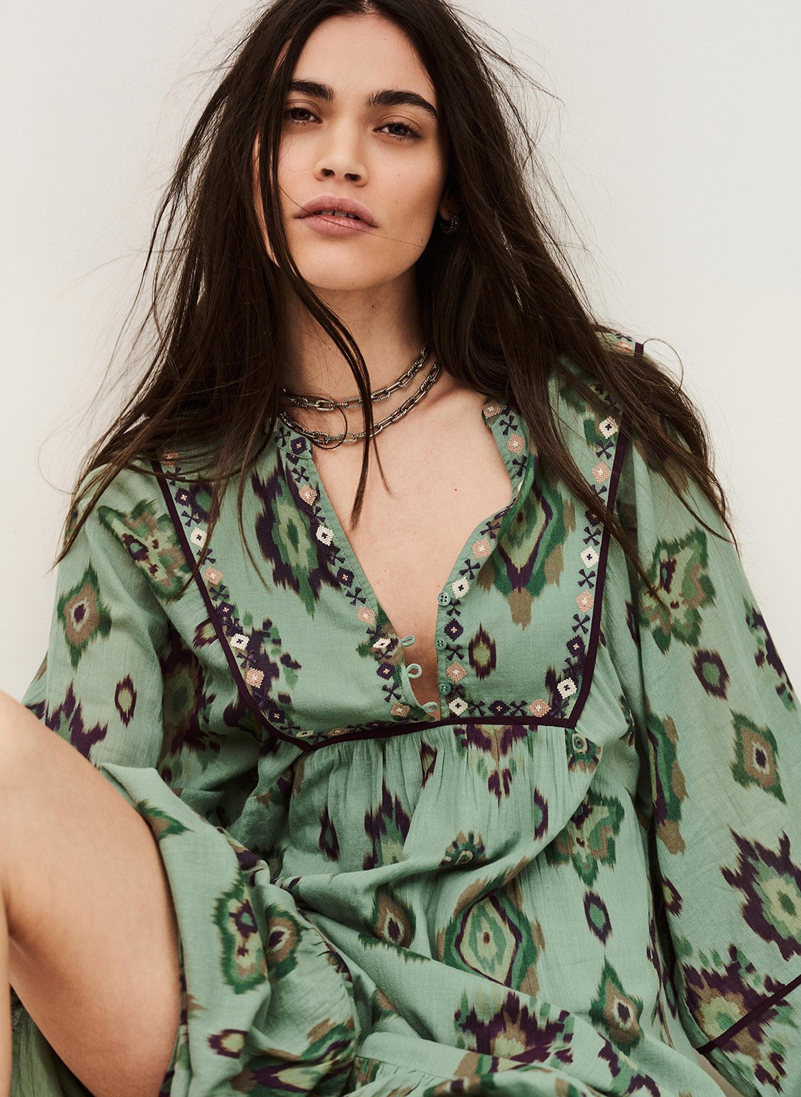 Robe midi imprimée oelia BA&SH Vert