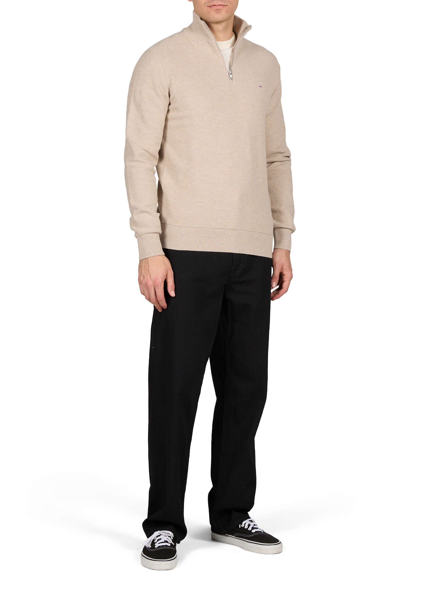 T-shirt à col rond en coton et lin EDEN PARK Beige