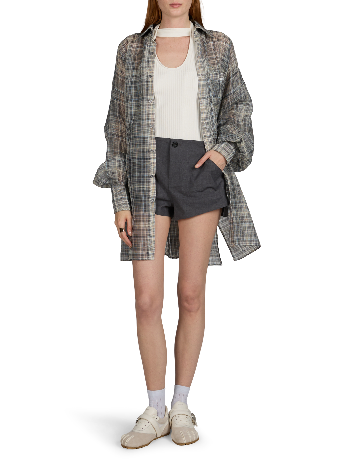 Loose-fit check shirt COPERNI Grey