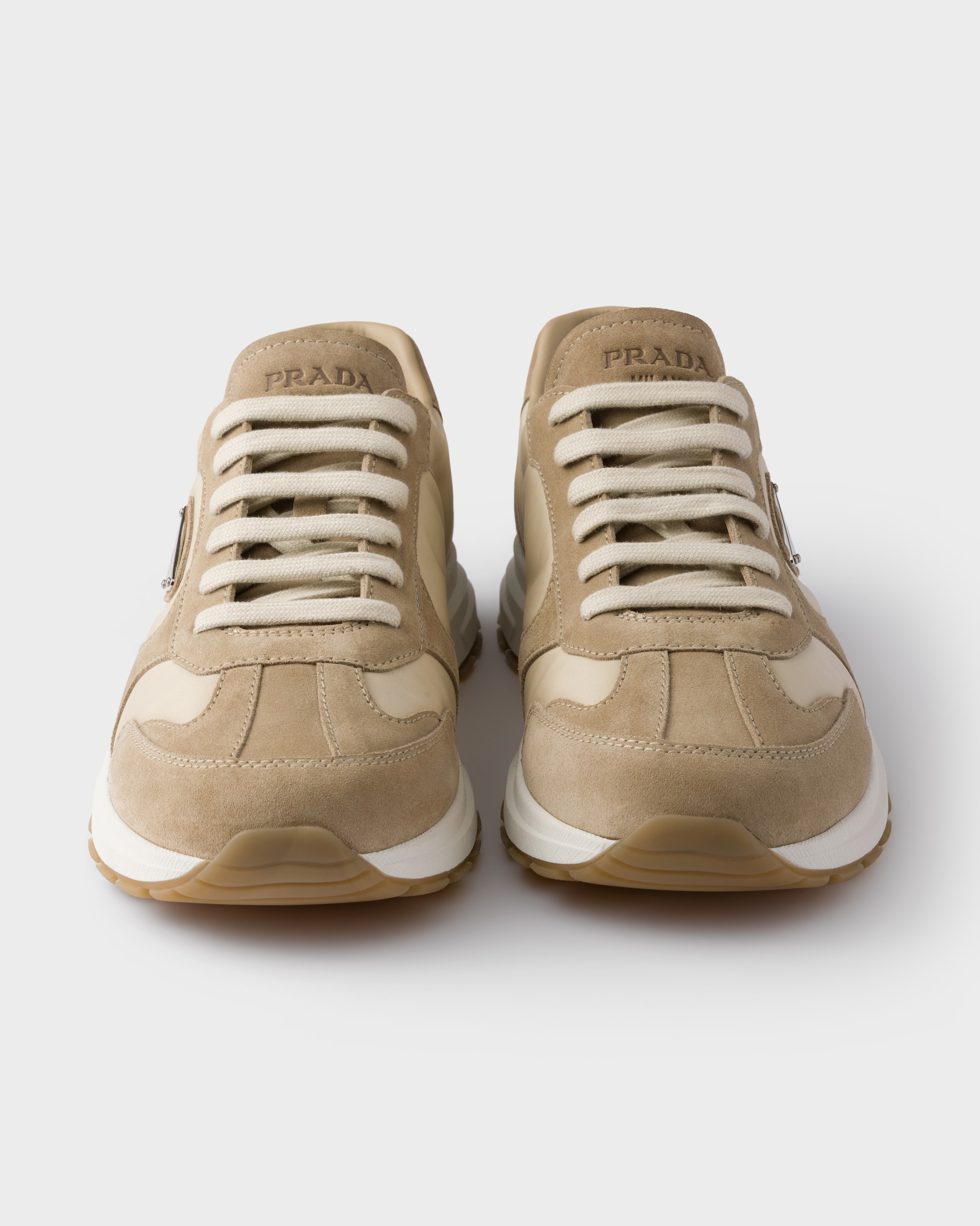 Sneakers prax en daim et re-nylon PRADA Beige