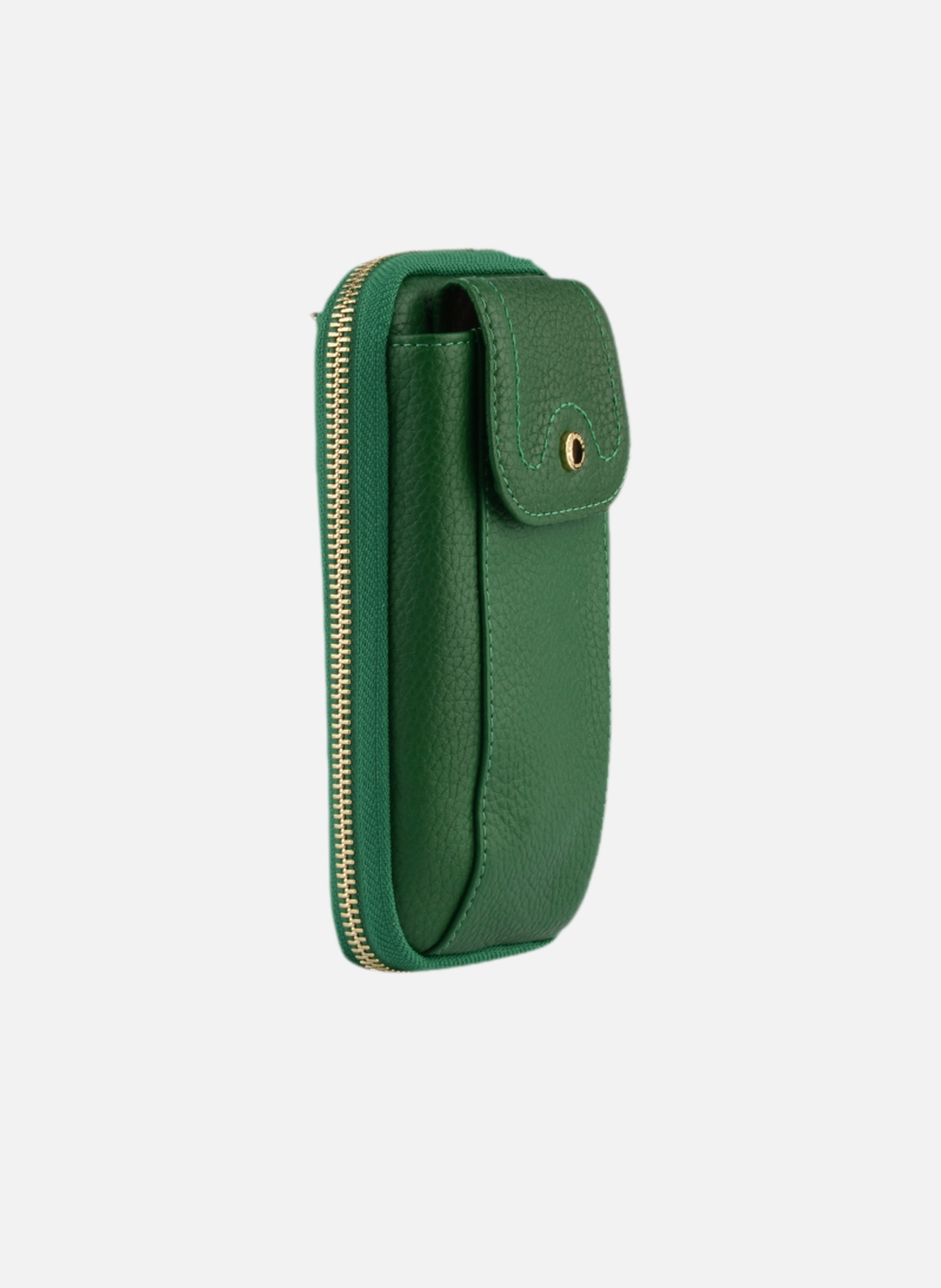 Club | etui téléphone portable en cuir de veau grainé | Vert POURCHET Femme