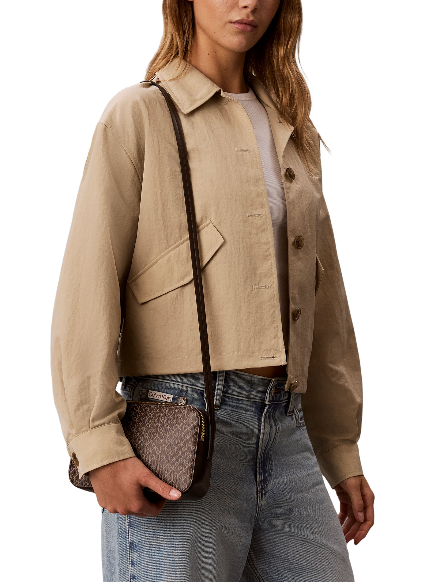 Sac bandoulière à imprimé logo  CALVIN KLEIN Marron