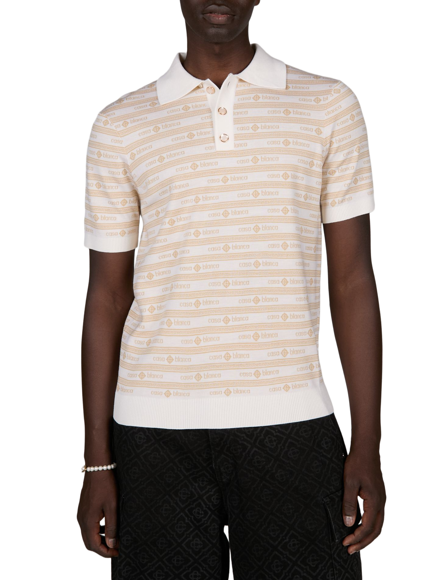 Strickpolo mit Woll-Logo CASABLANCA PARIS Beige