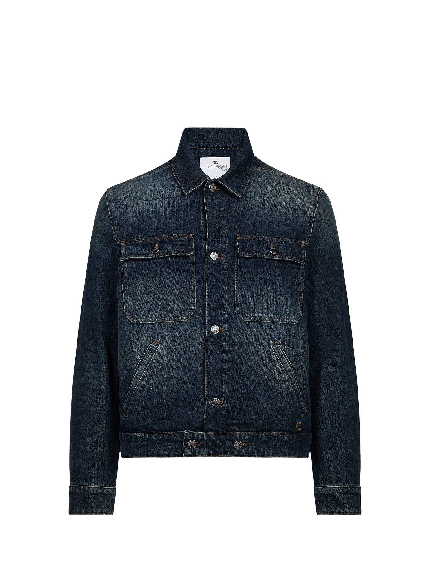 Veste denim droite en coton mélangé COURRÈGES Bleu