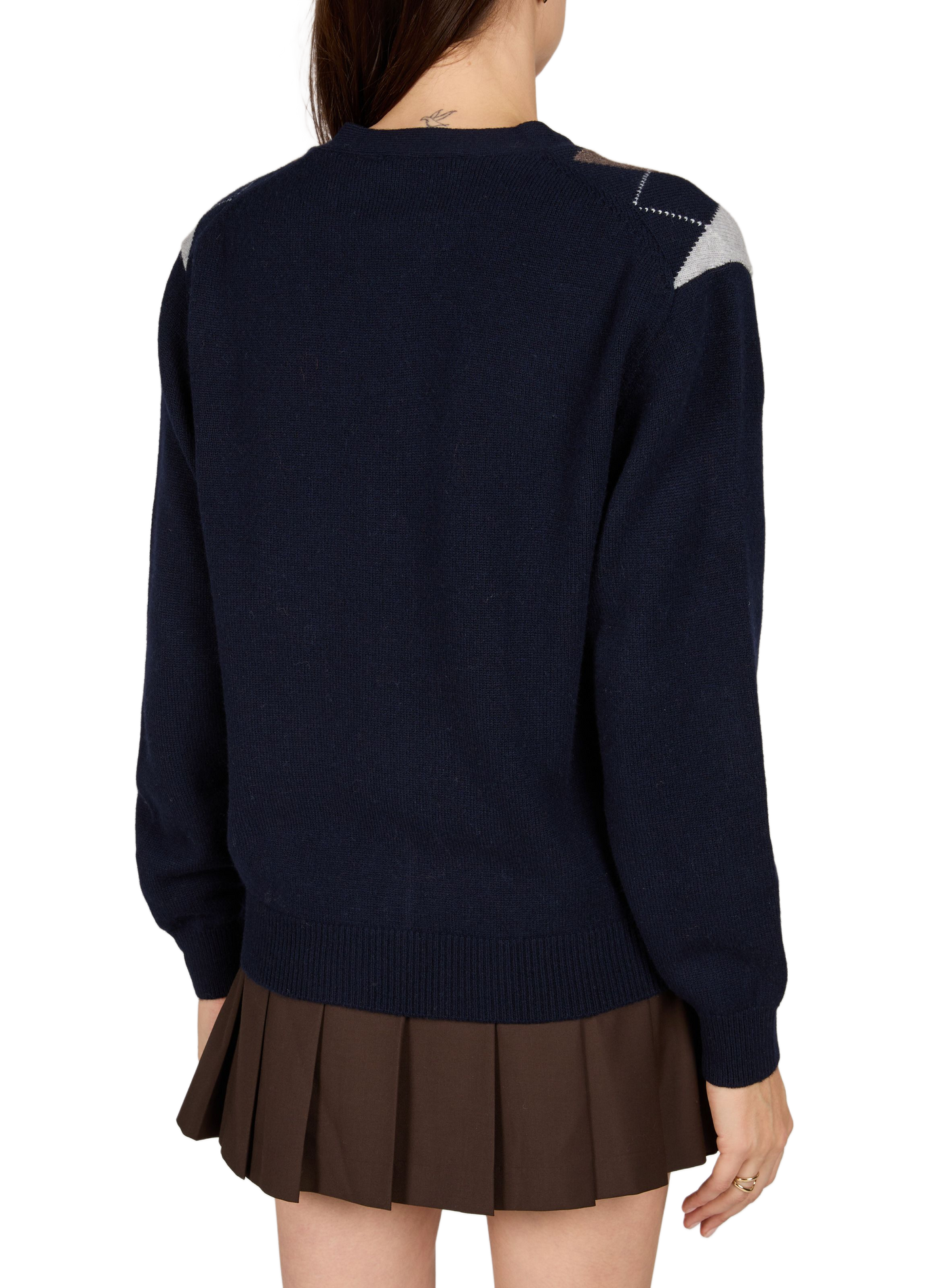 Cardigan droit col v imprimé en laine DUNST Multicolore
