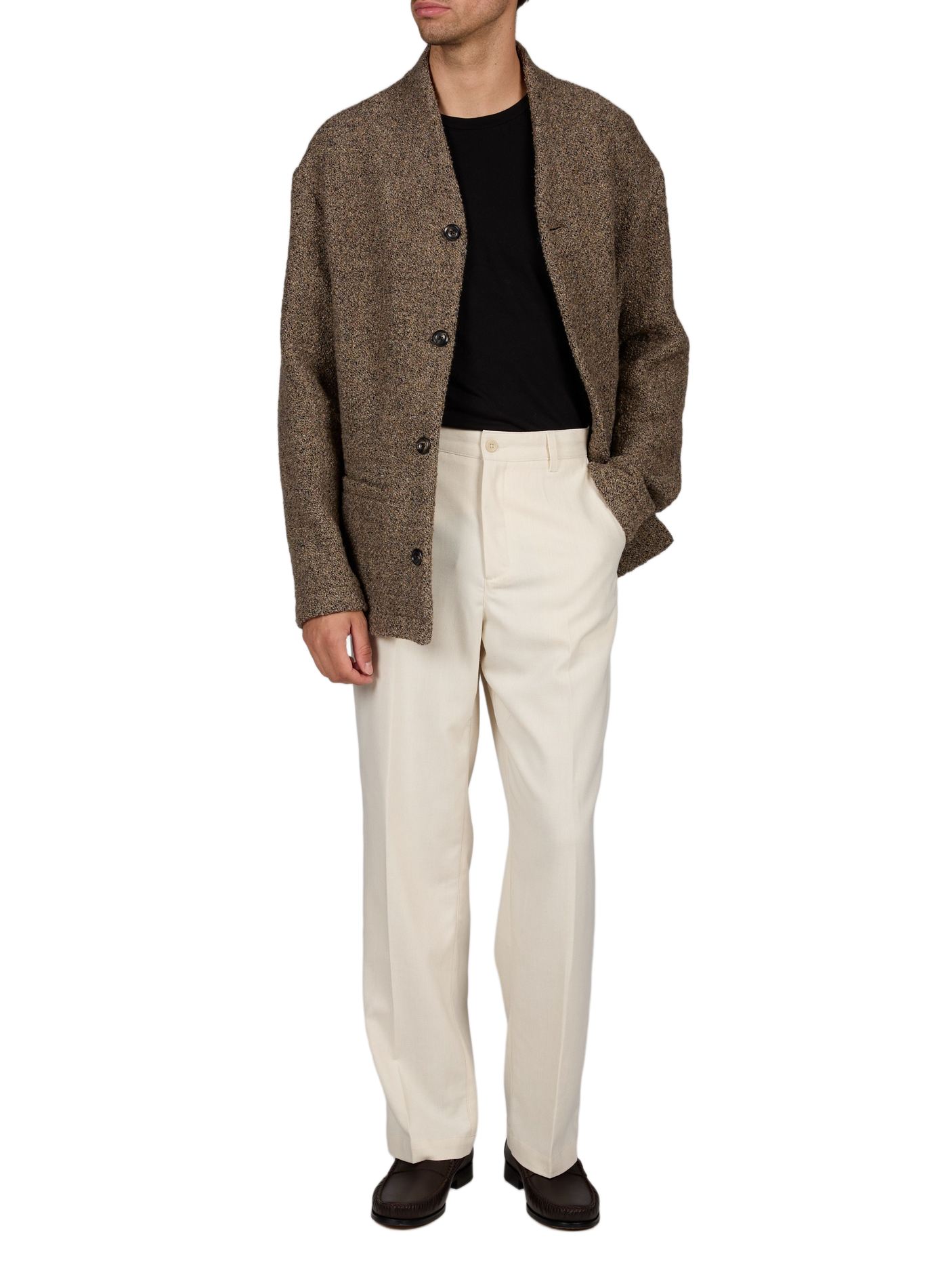 Textured V-neck wool blend blazer EMPORIO ARMANI Brown