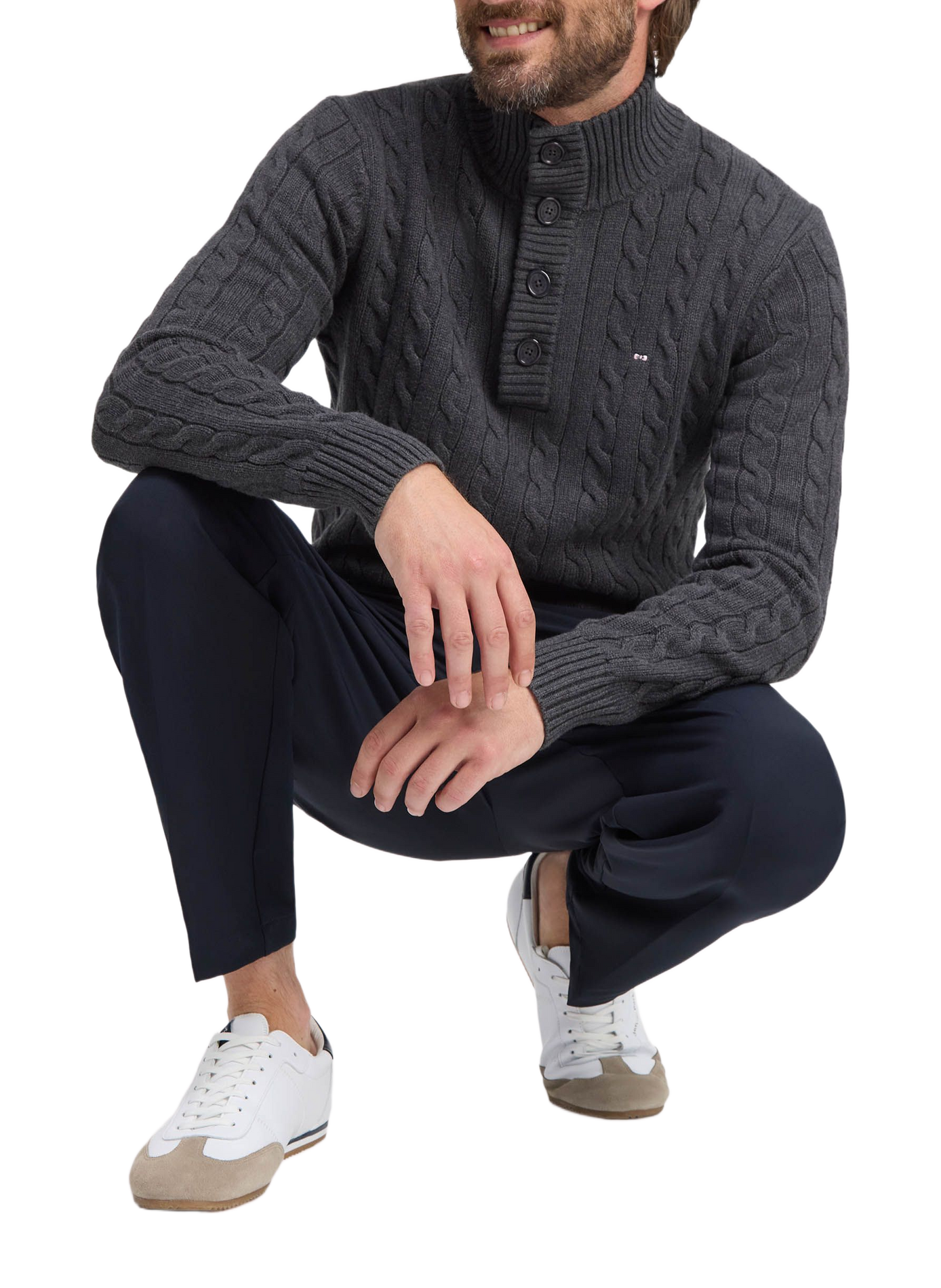 Pull col montant en coton EDEN PARK Grey