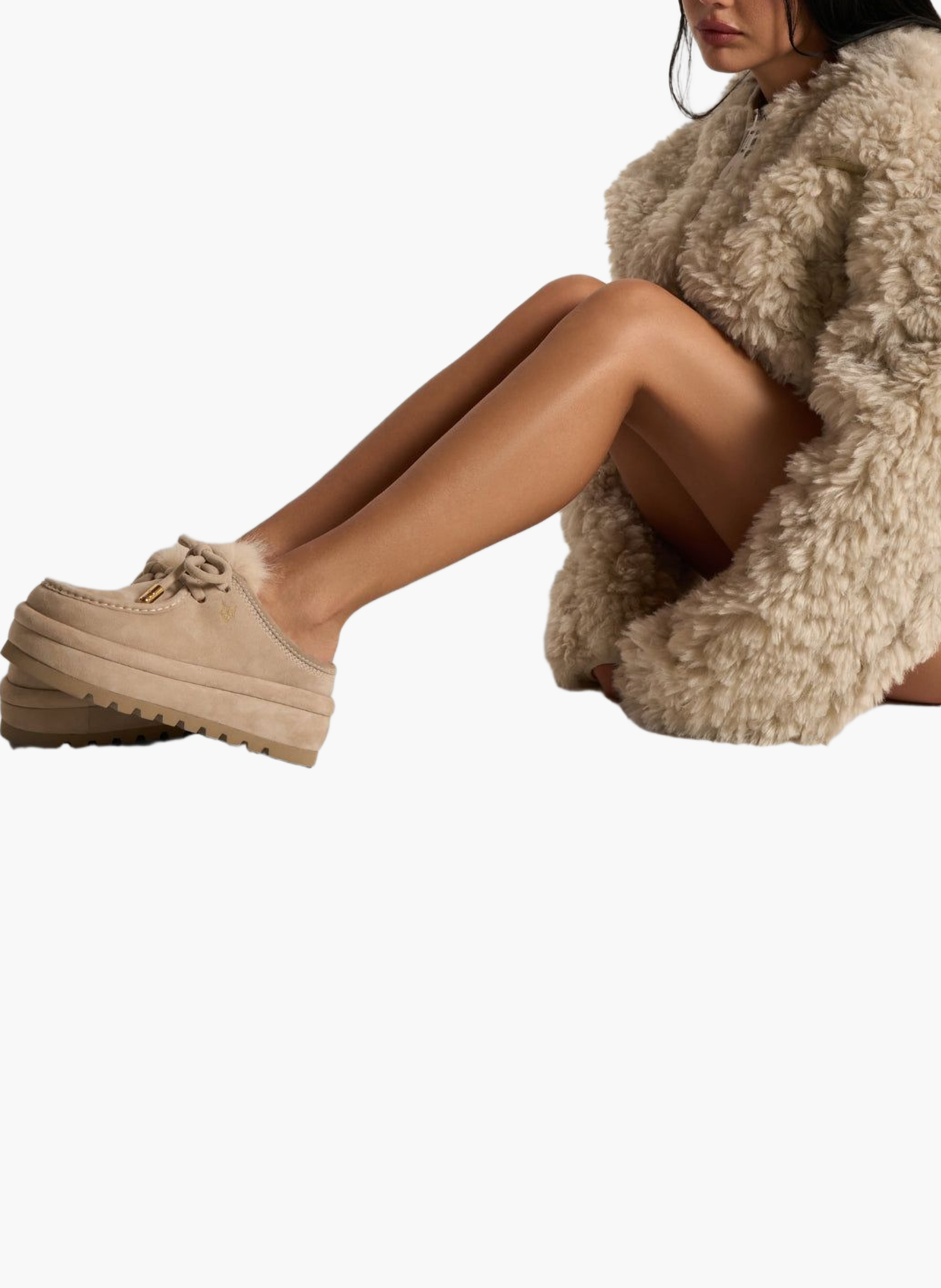 Mules blizzard en daim NAKED WOLFE Blanc