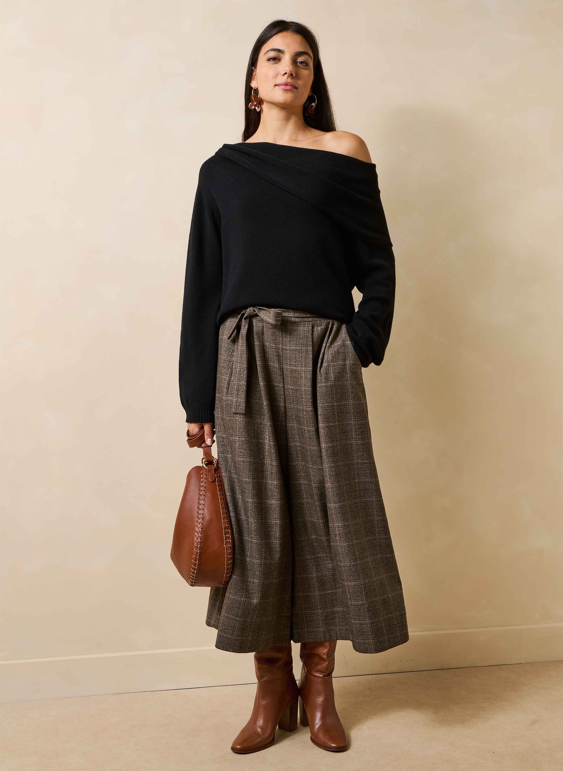 Oversized trui met gedrapeerde halslijn LA FEE MARABOUTEE Zwart