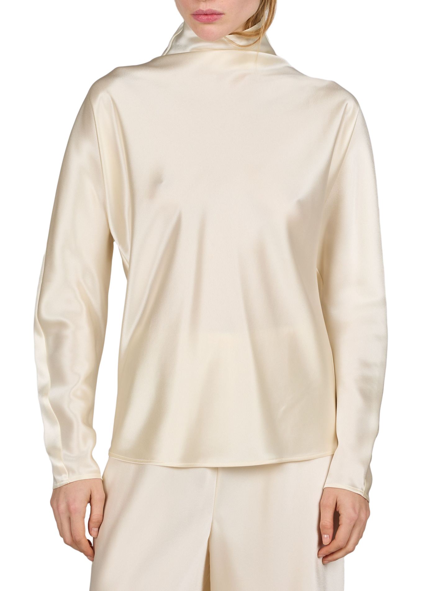 High-neck satin blouse ALMADA Beige