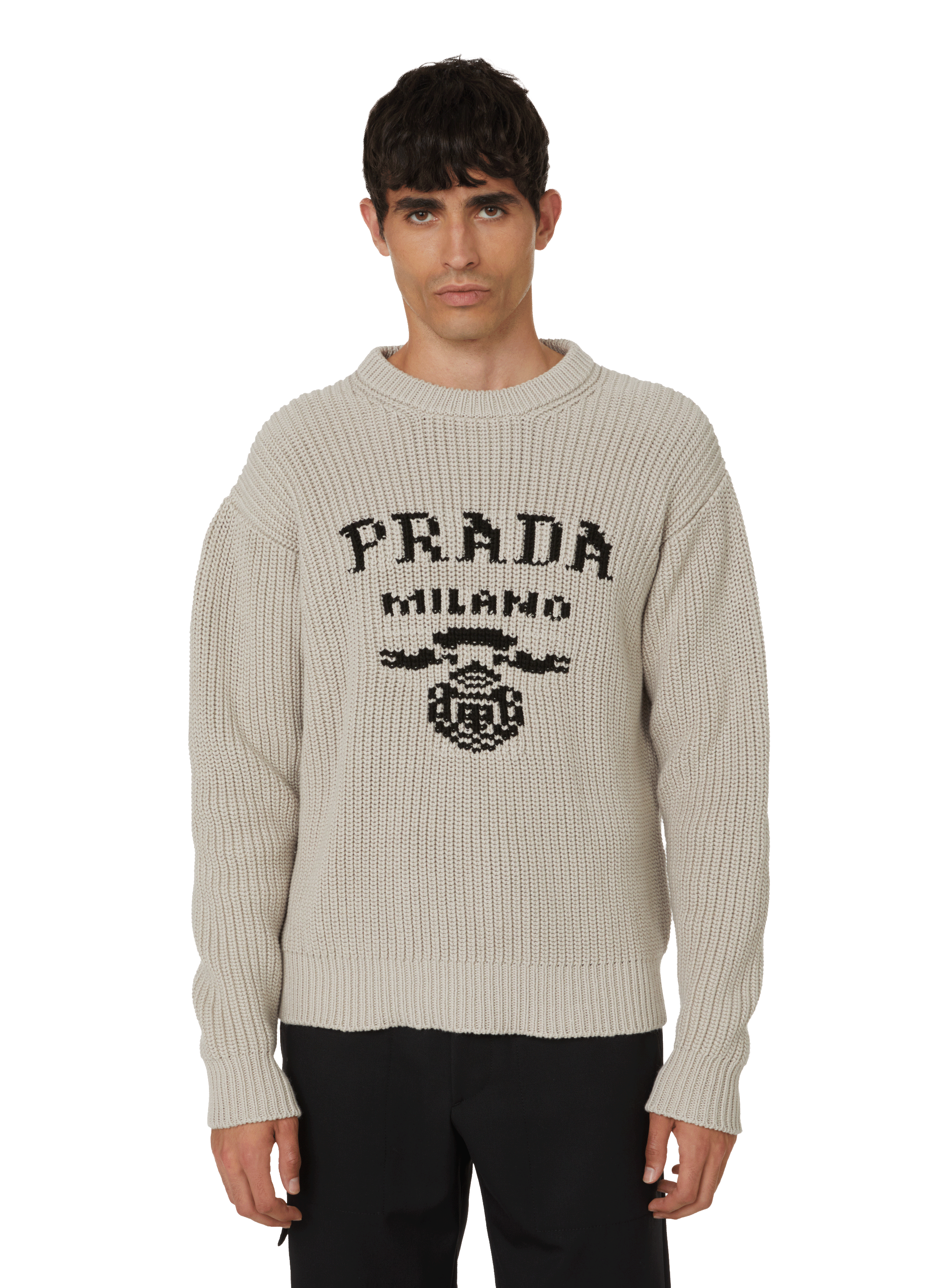 PRADA Pull en maille de coton Beige