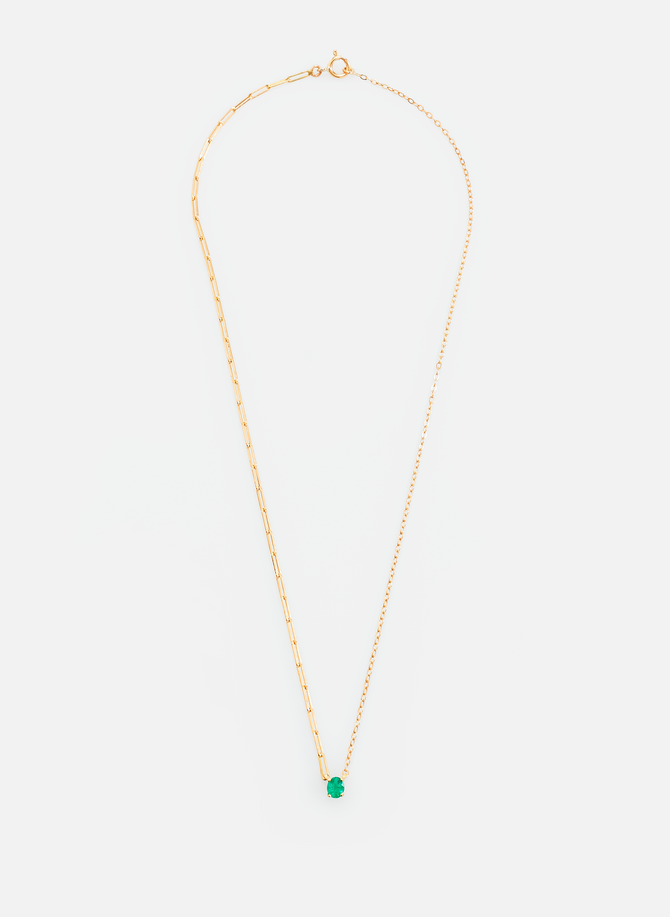 Solitaire emerald gold necklace YVONNE LEON
