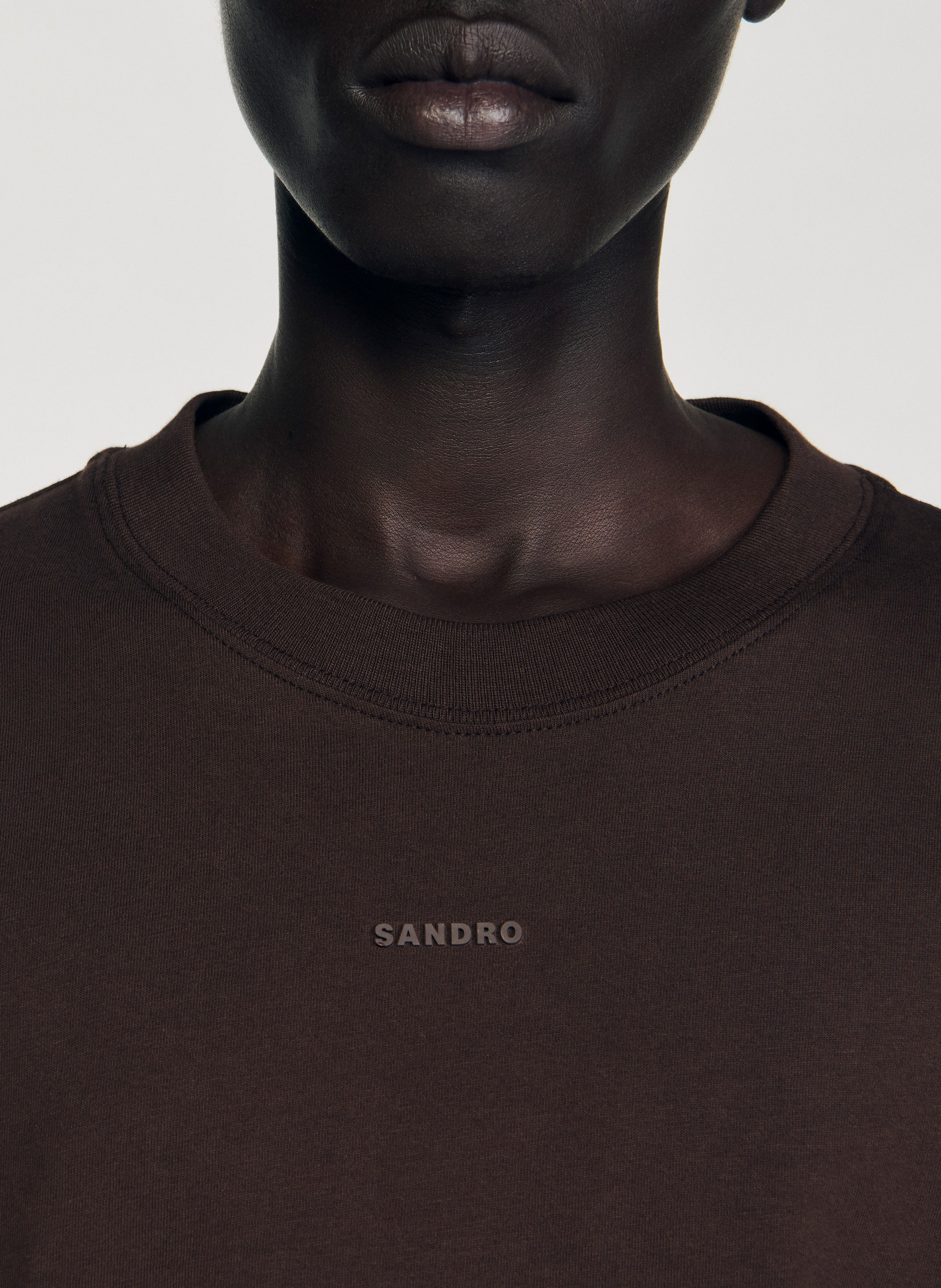Tee-shirt droit en coton SANDRO Marron