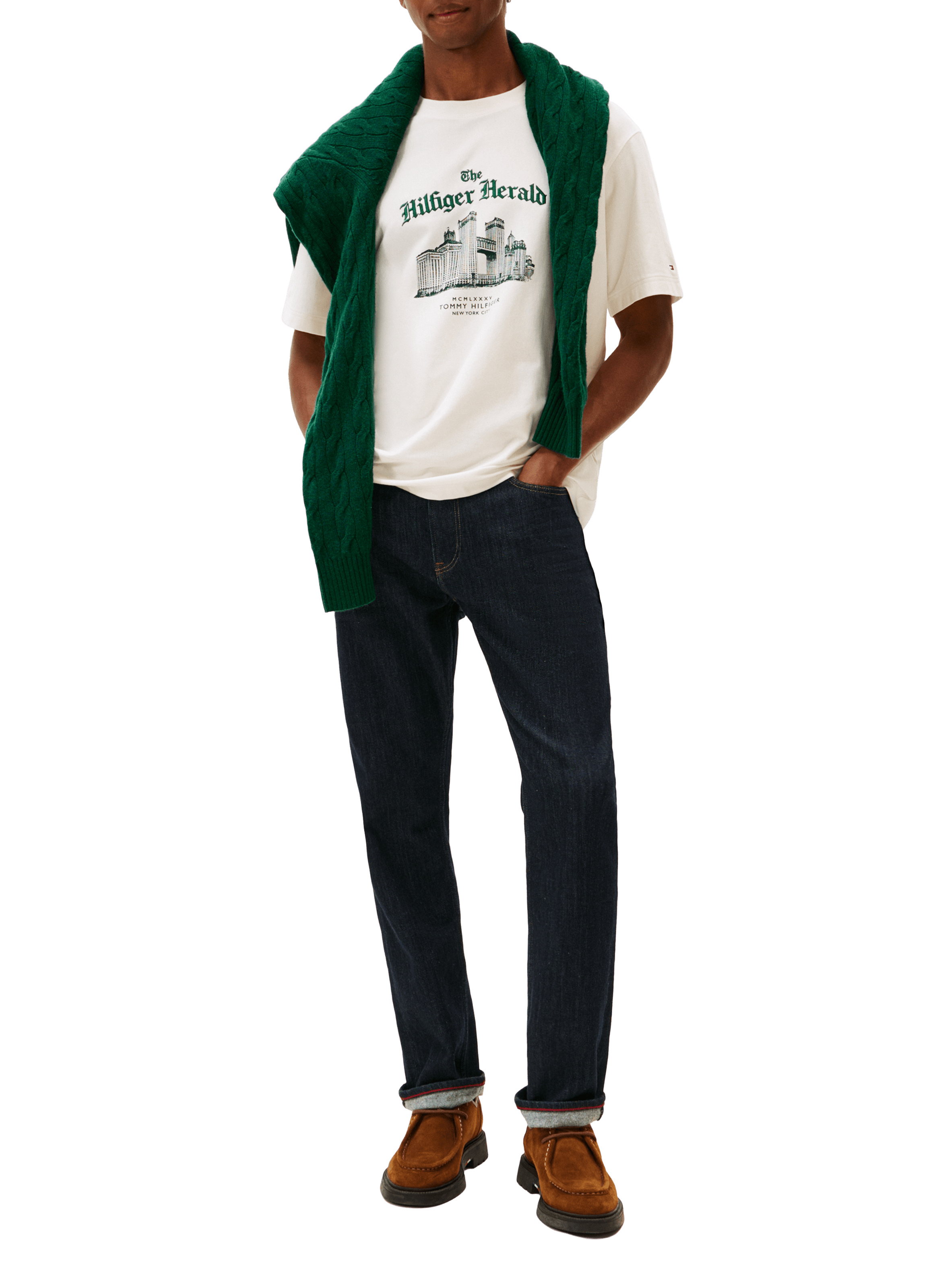 Printed cotton T-shirt TOMMY HILFIGER Beige