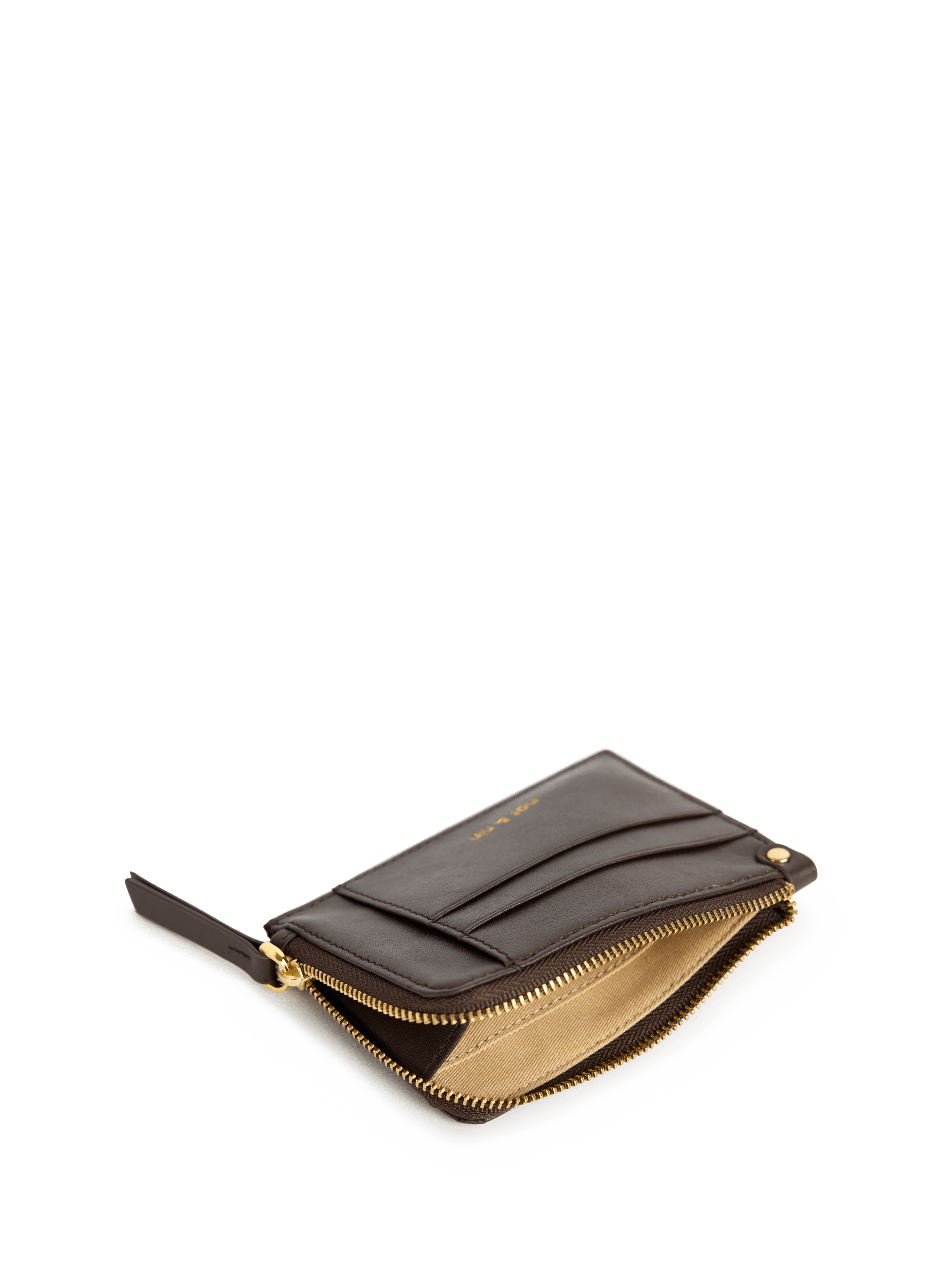 Calfskin leather card holder NAT & NIN Brown