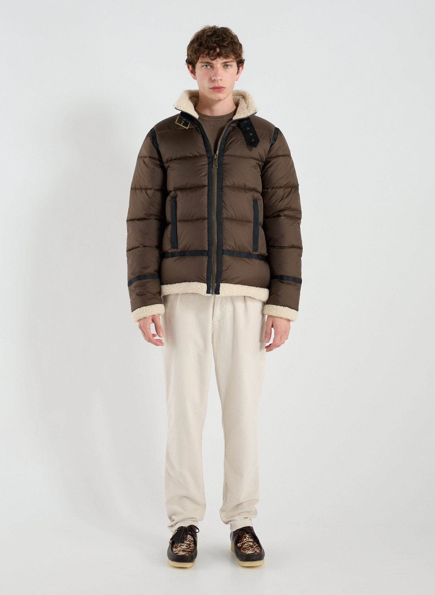 Doudoune matelassée col montant SCHOTT Marron