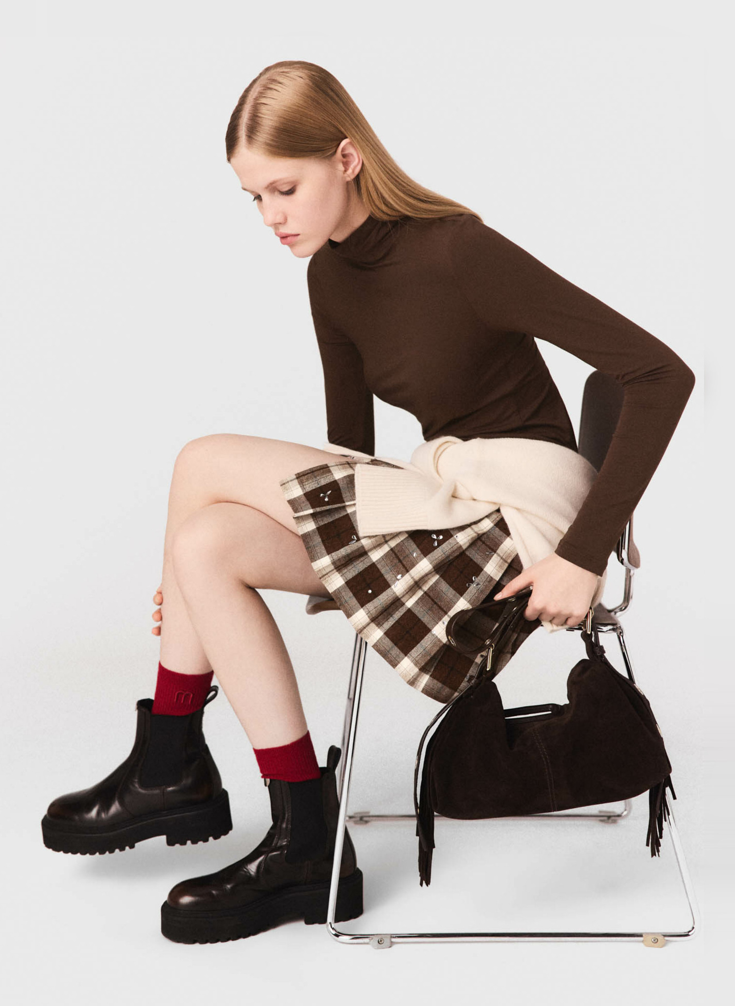 Pull col roulé MAJE Marron