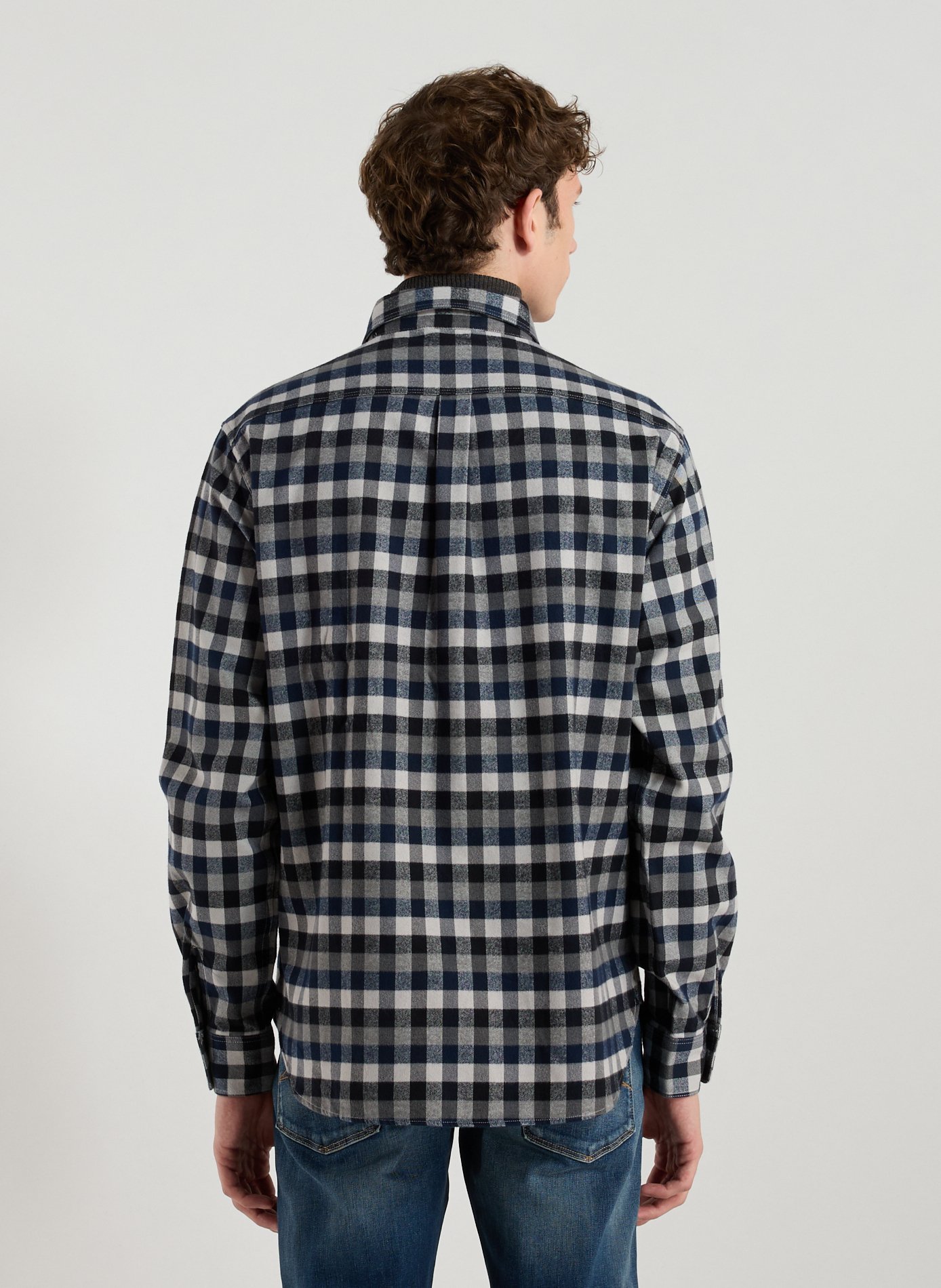 Chemise col classique à carreaux en coton REPLAY Bleu