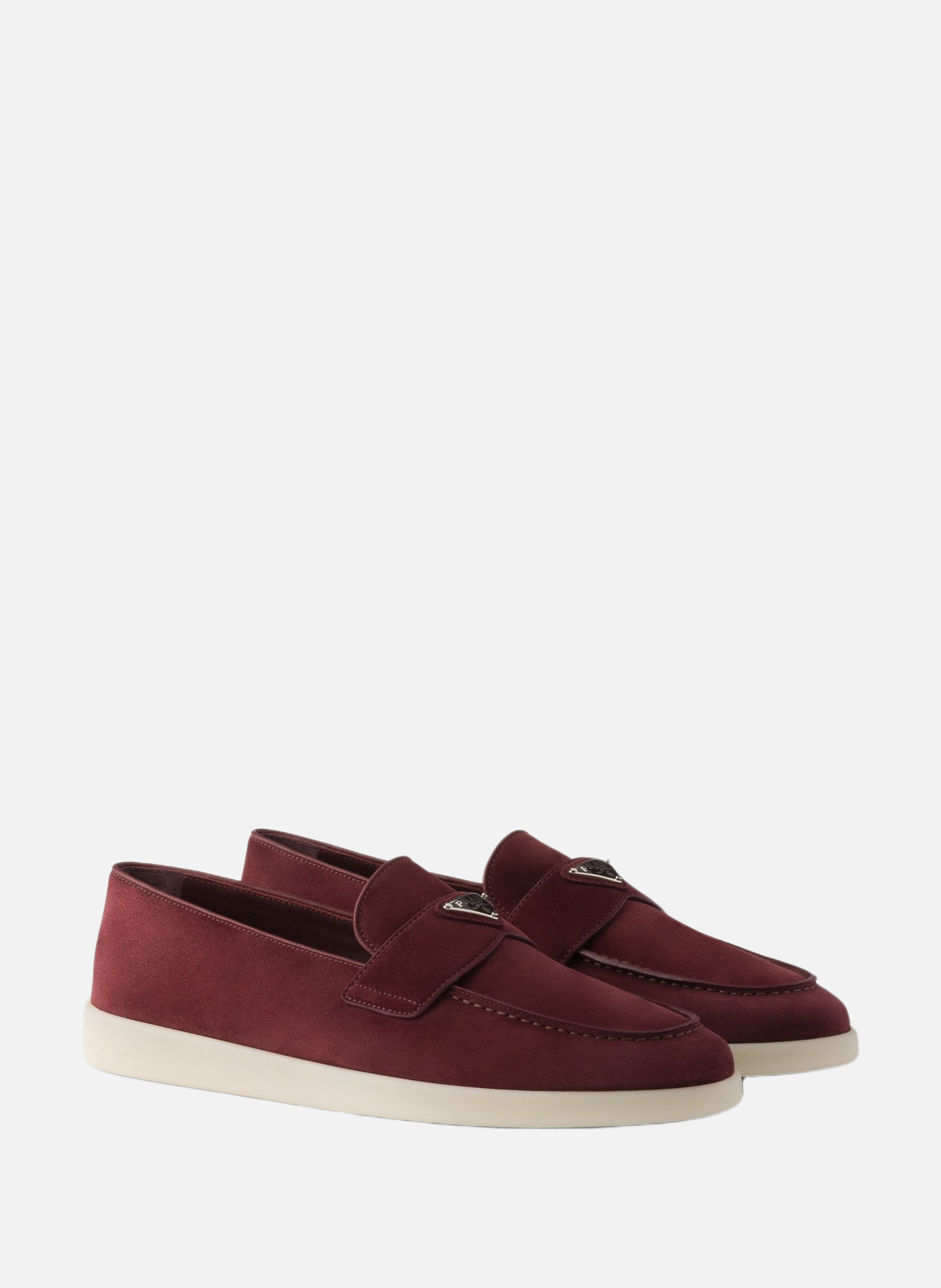 Mocassins en veau velours PRADA Rouge