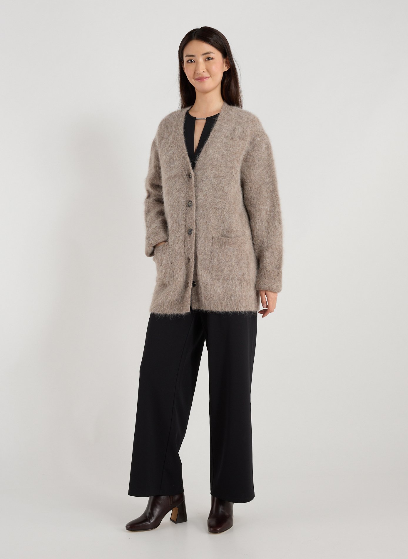 Cardigan en alpaga mélangé R2W Marron