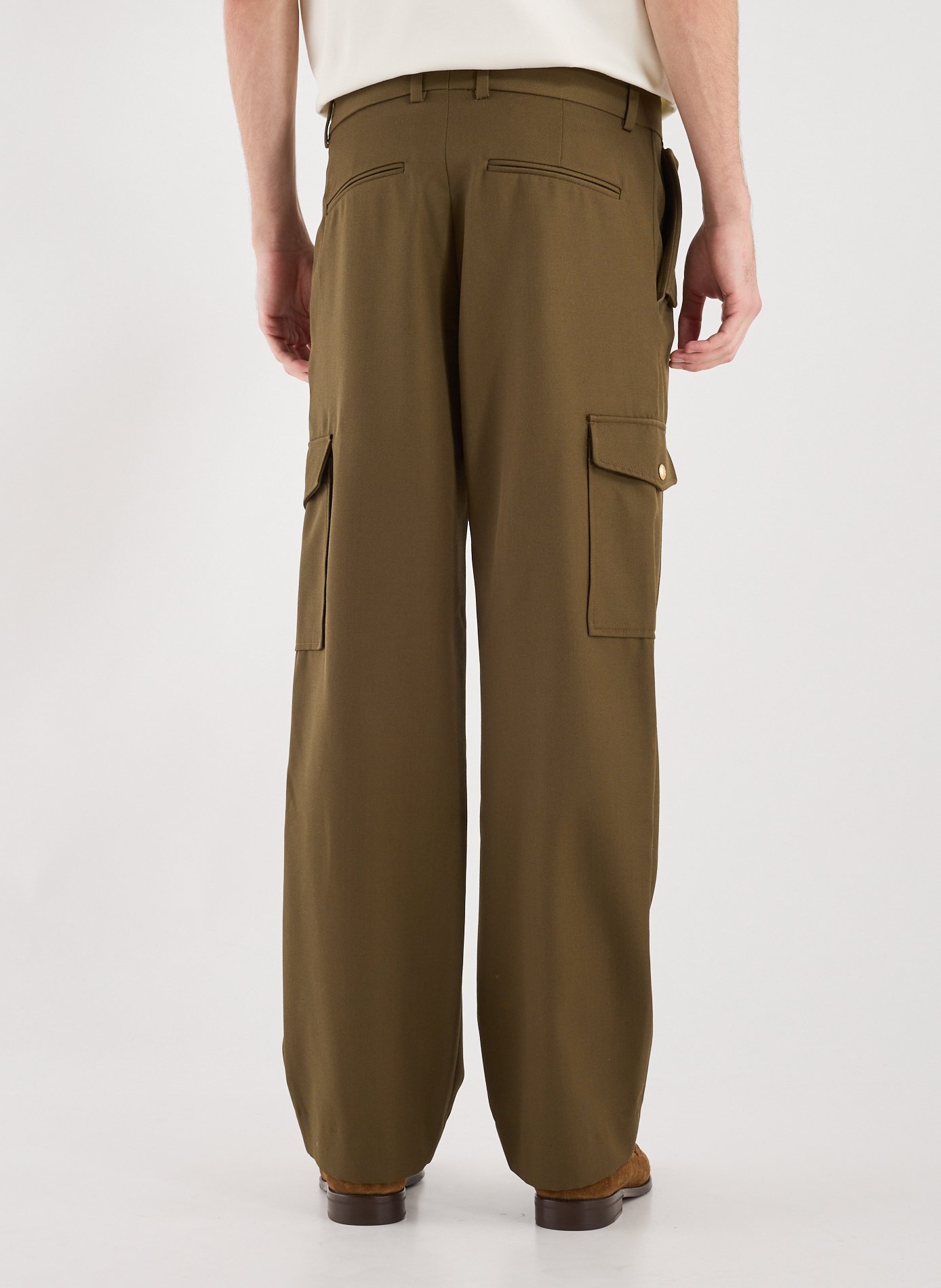 Pantalon cargo en laine mélangée DROLE DE MONSIEUR Kaki