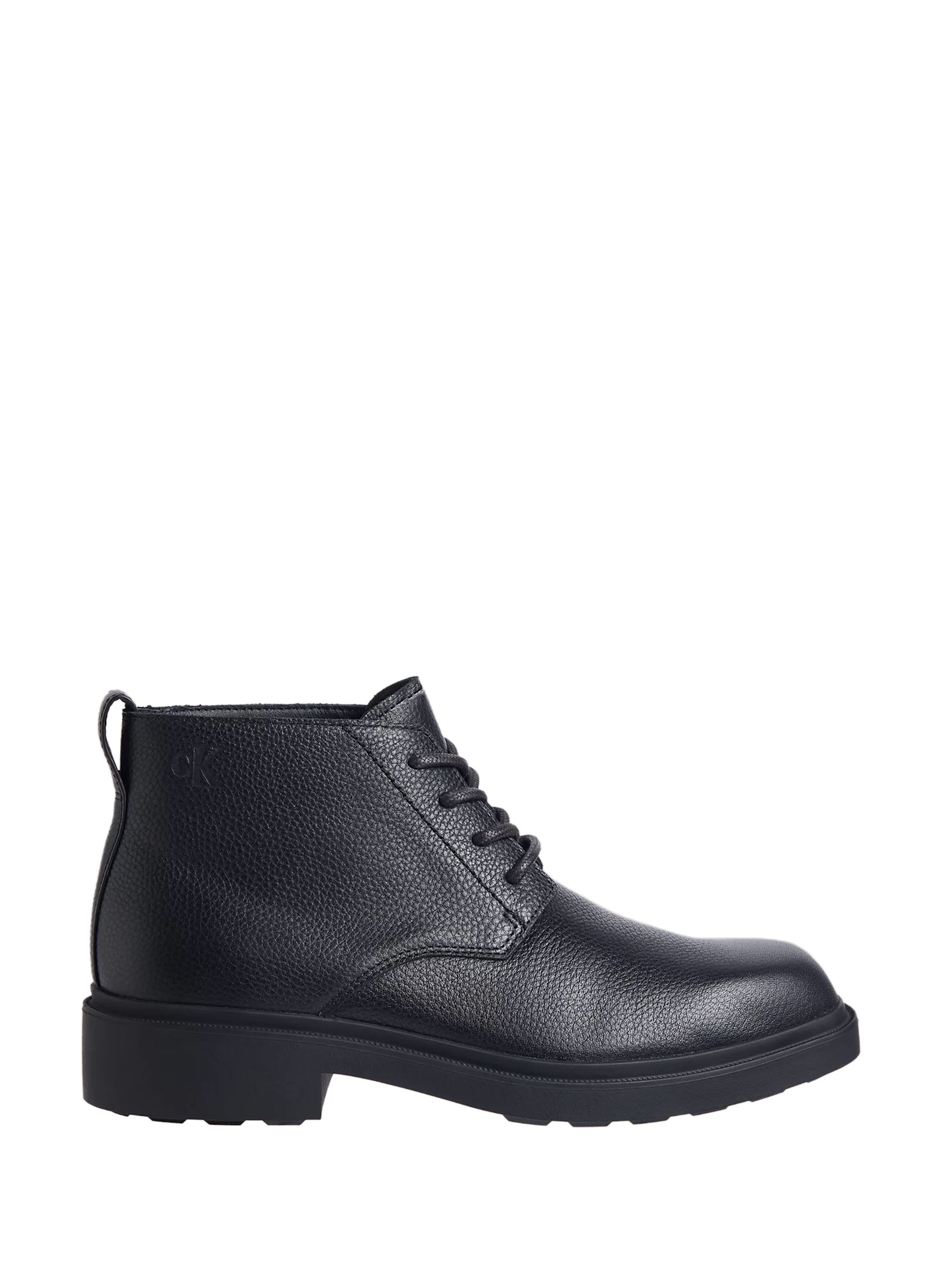CALVIN KLEIN Cowhide leather lace-up ankle boots Black