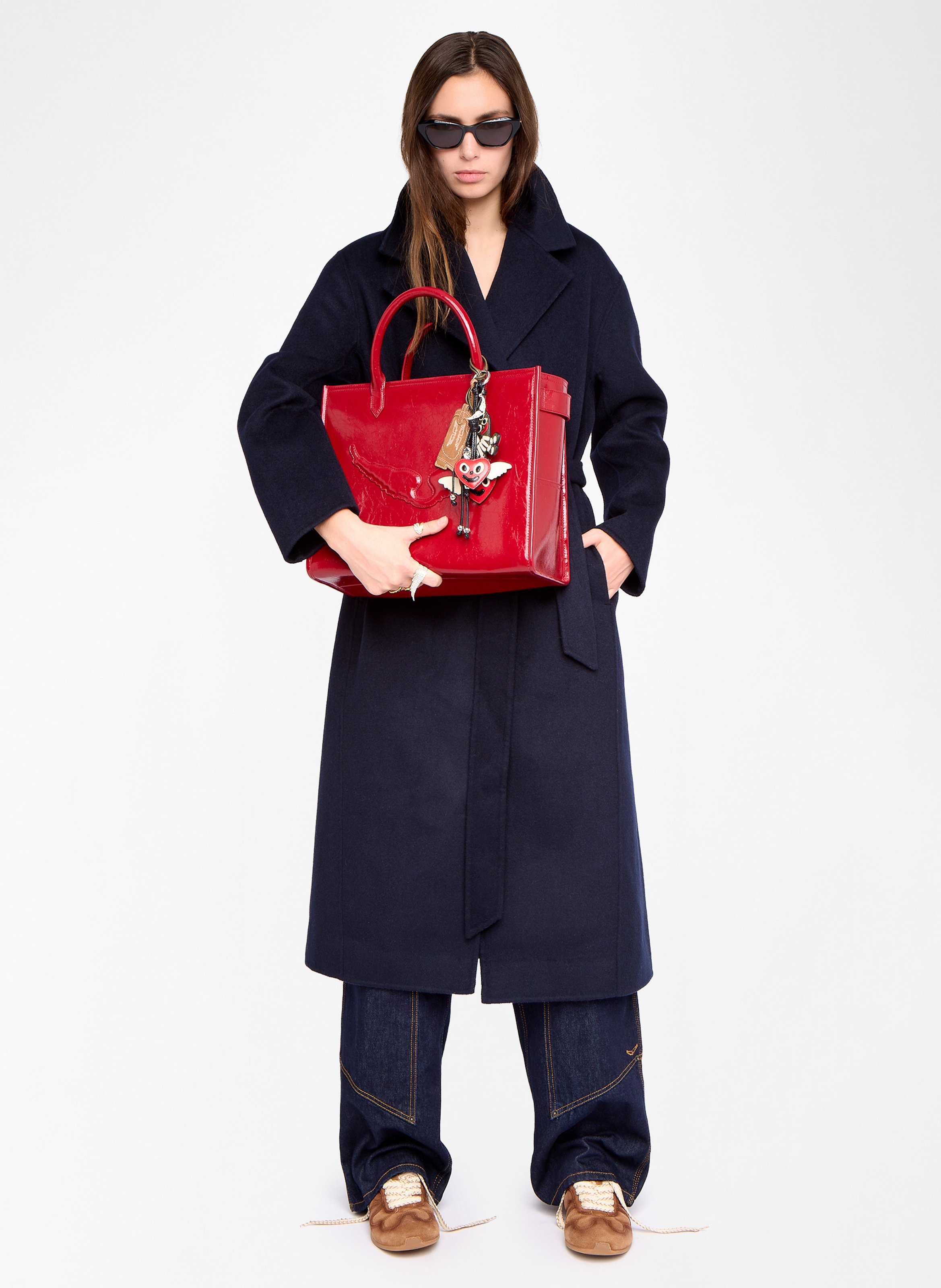 Sac porté main en cuir froissé angel ZADIG&VOLTAIRE Rouge