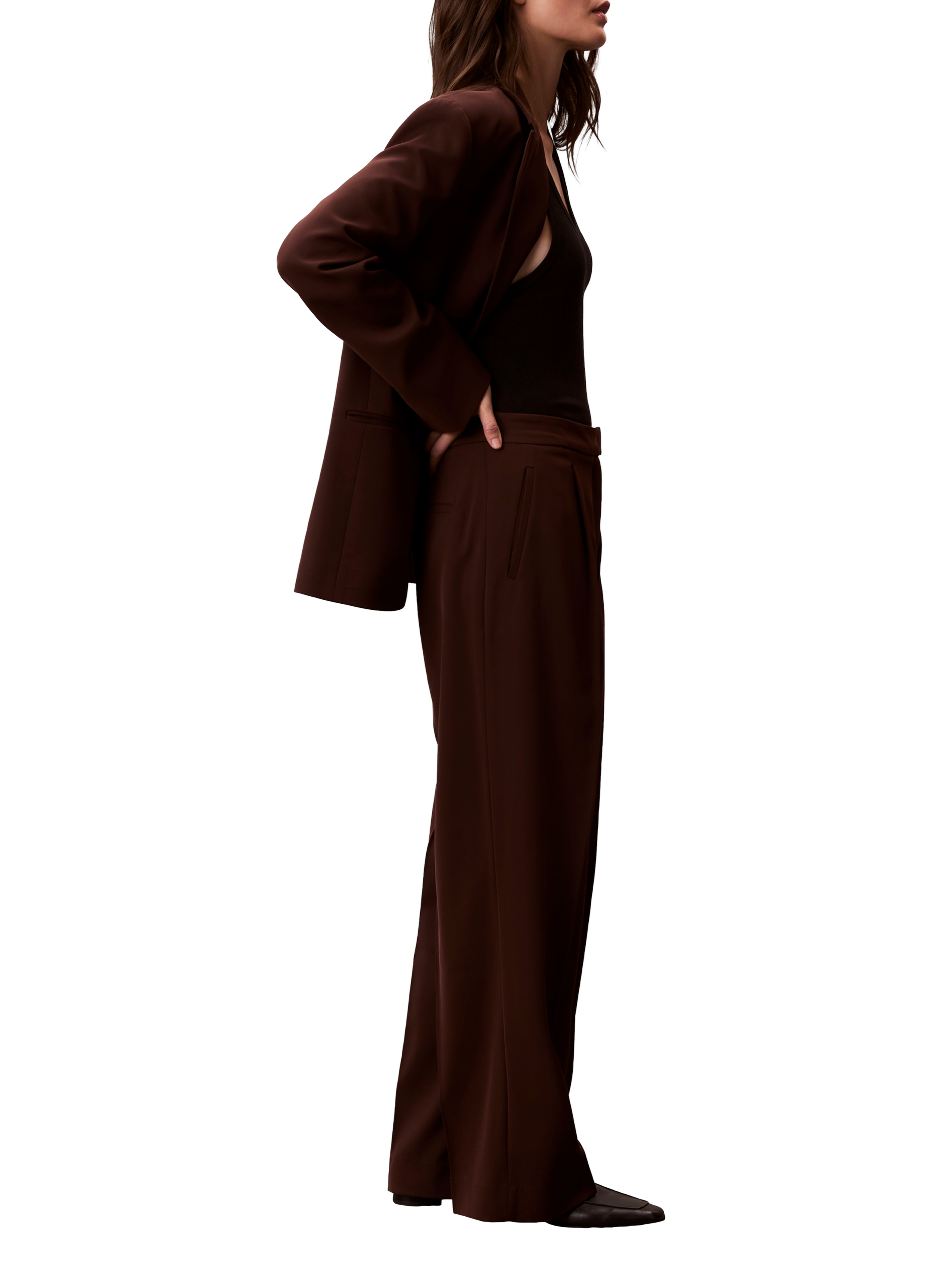 Pantalon droit à plis CALVIN KLEIN Marron