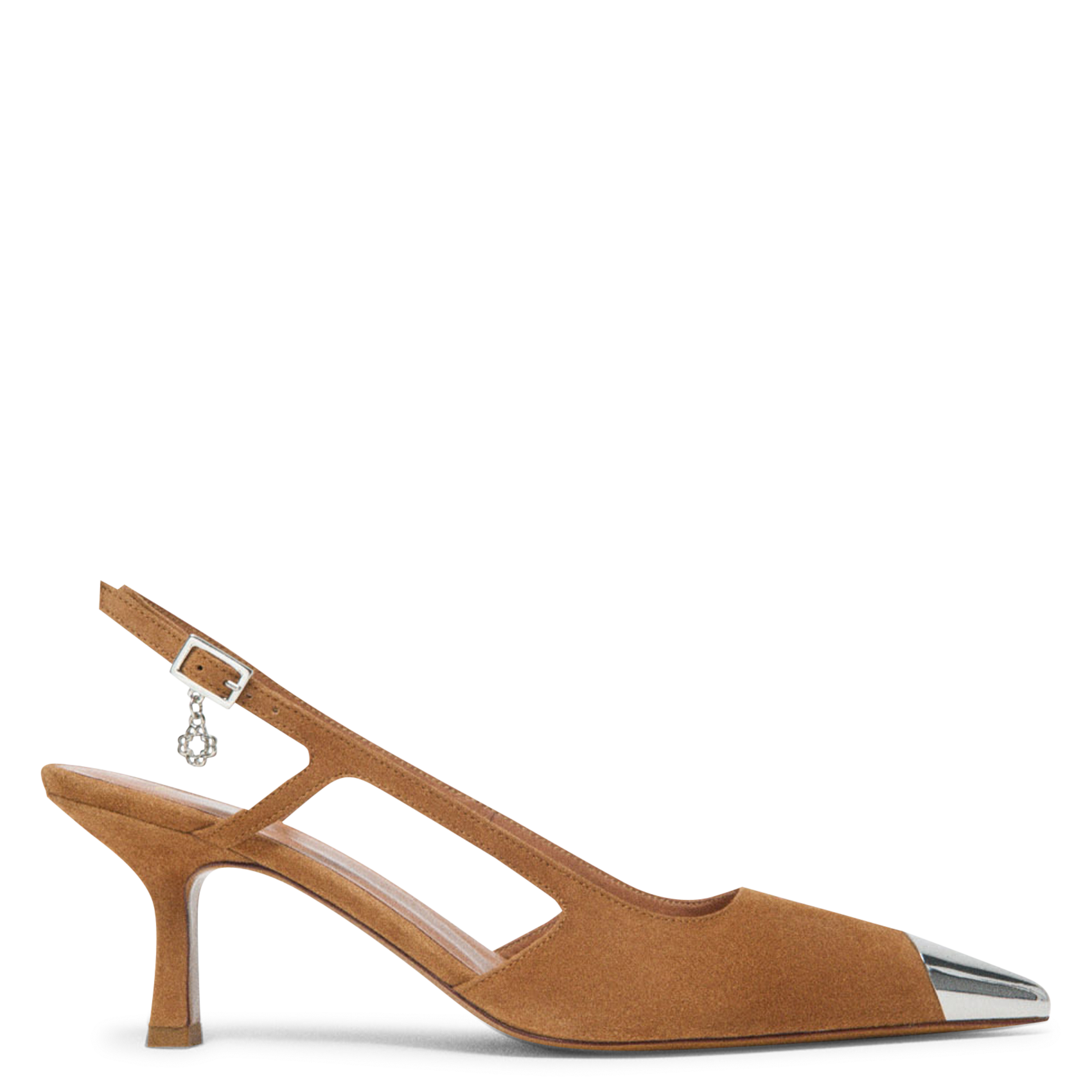 Escarpins slingback en cuir velours MAJE Beige