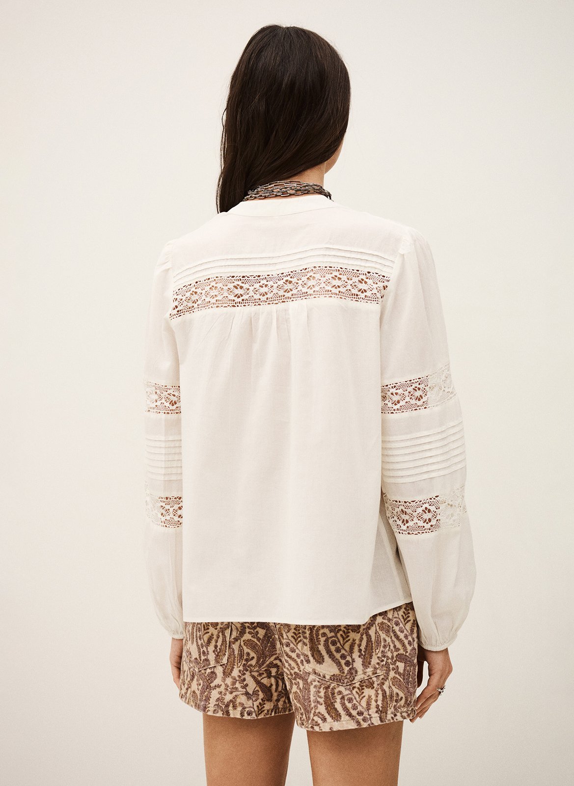 Top droit col tunisien en coton nami BA&SH Beige
