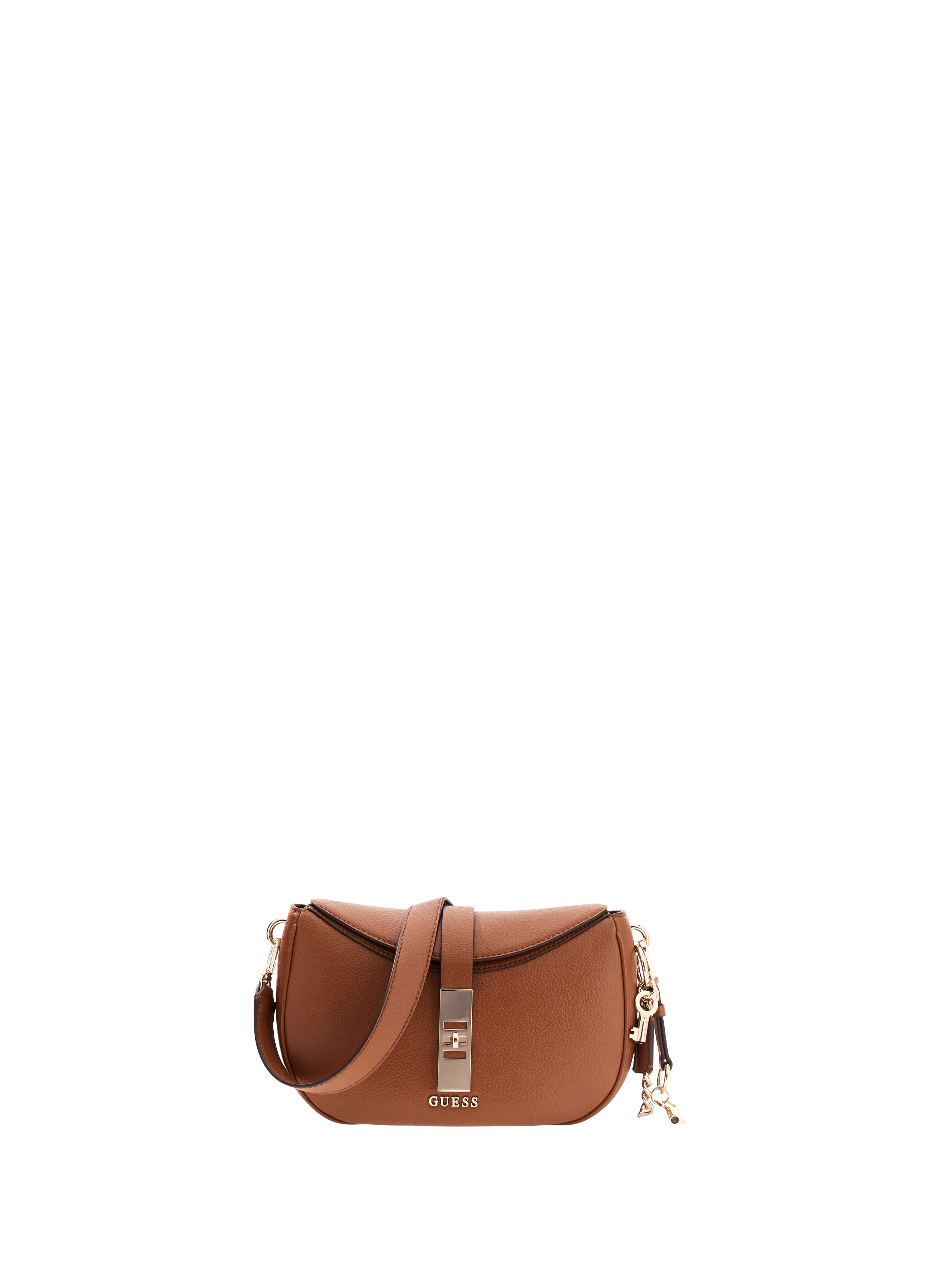 Sac à bandoulière avec charms effet cuir GUESS Marron
