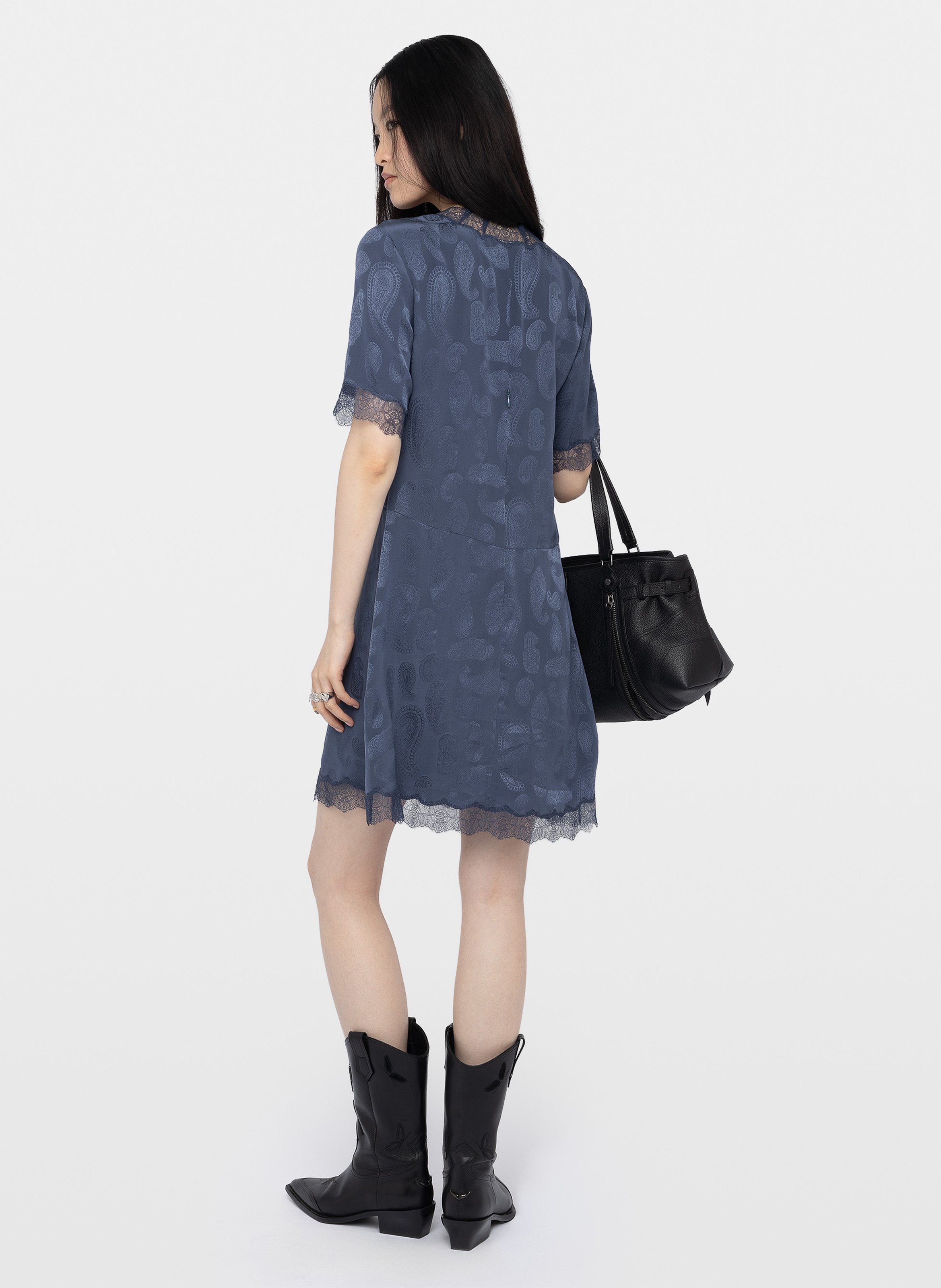 Robe courte droite en soie redoxa ZADIG&VOLTAIRE Bleu