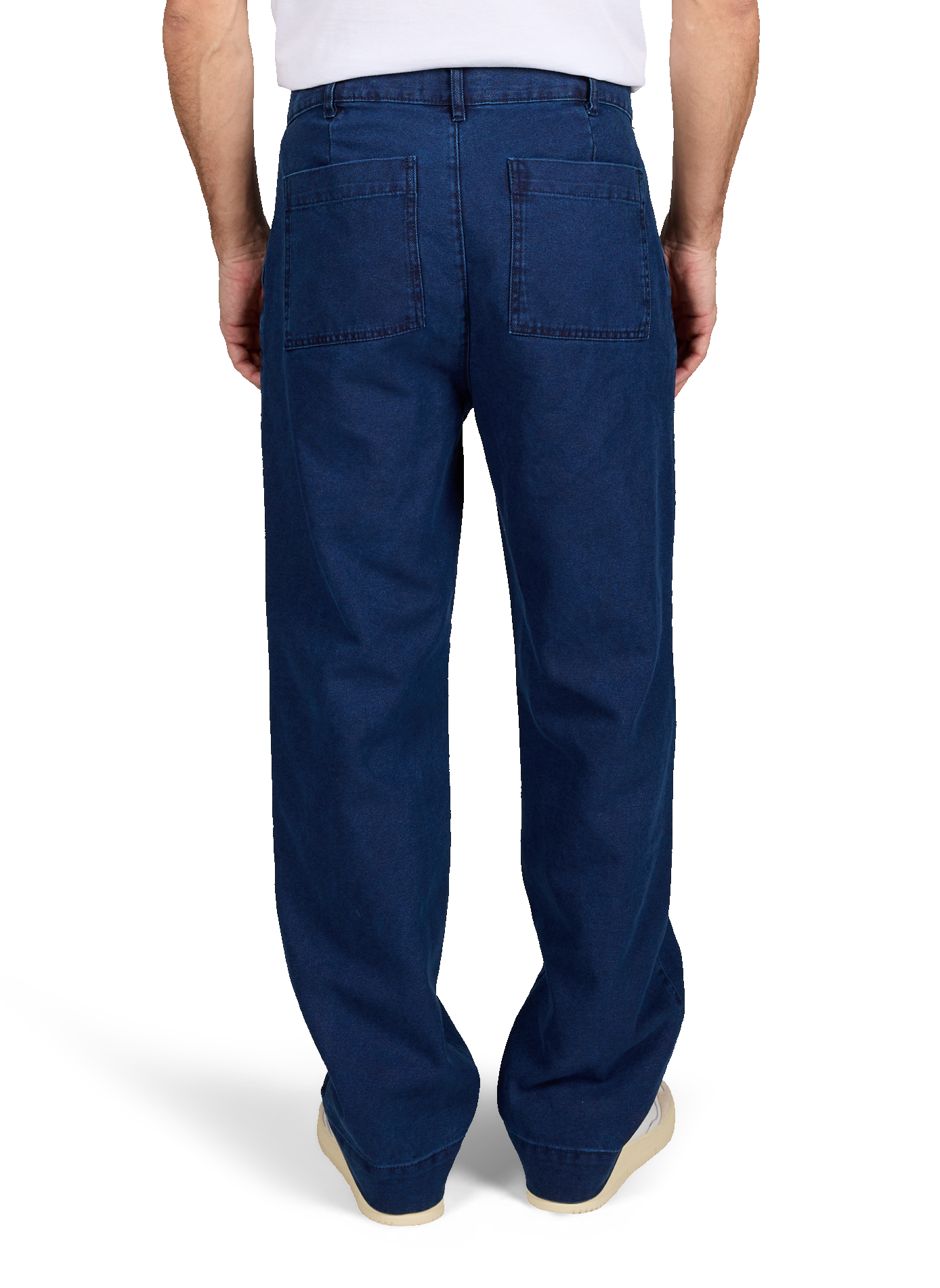 High-waisted solid cotton trousers LAFAURIE Blue