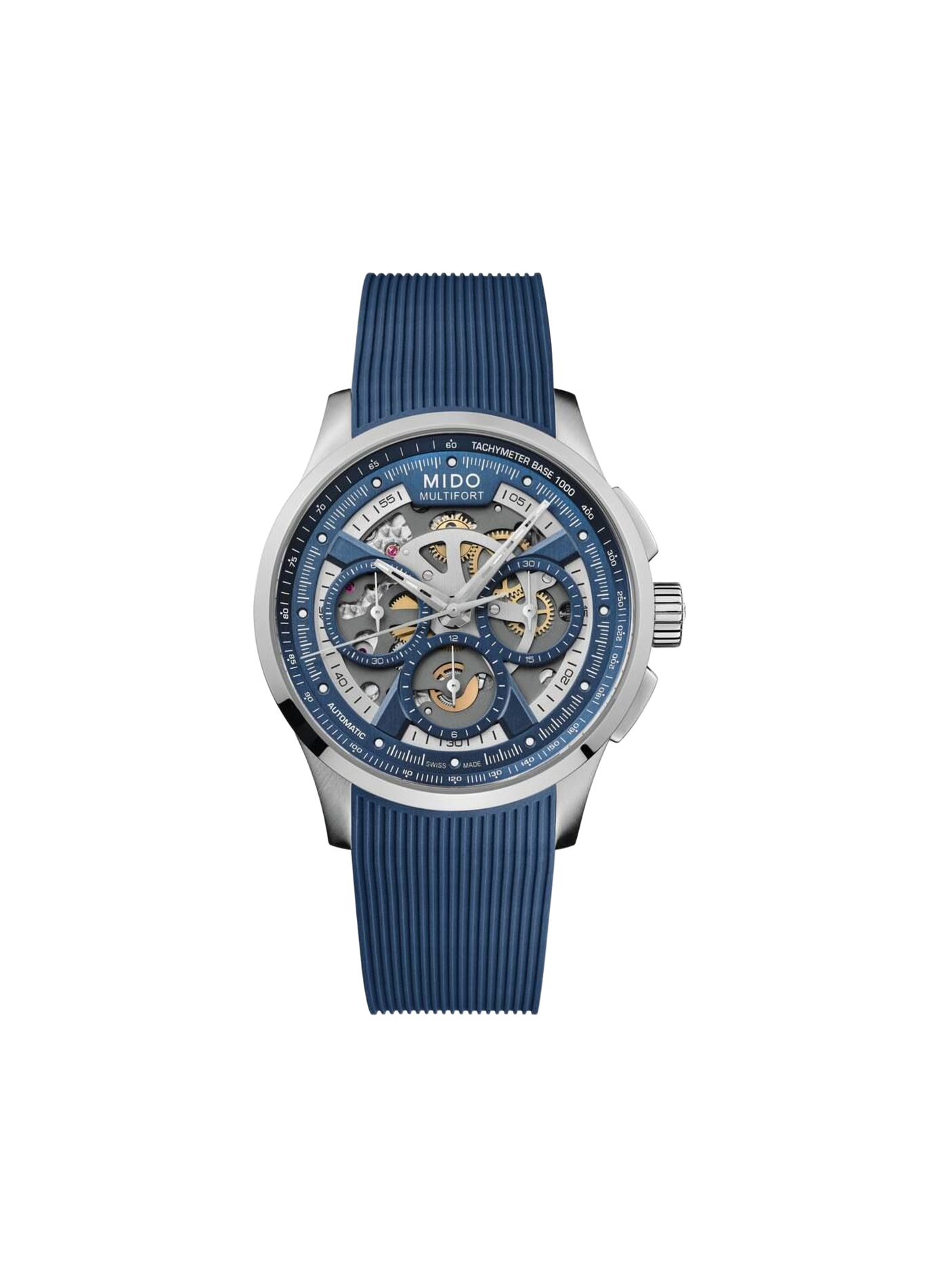 Montre Multifort Skeleton Chronographe en acier inoxydable MIDO Bleu