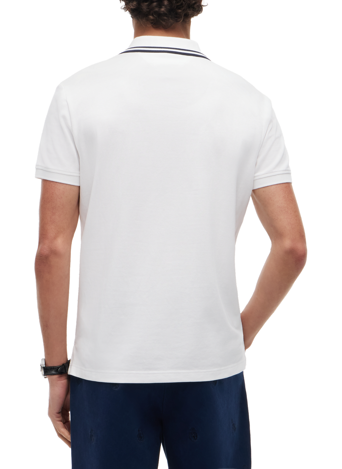 Polo droit à logo en coton mélangé TOMMY HILFIGER Blanc