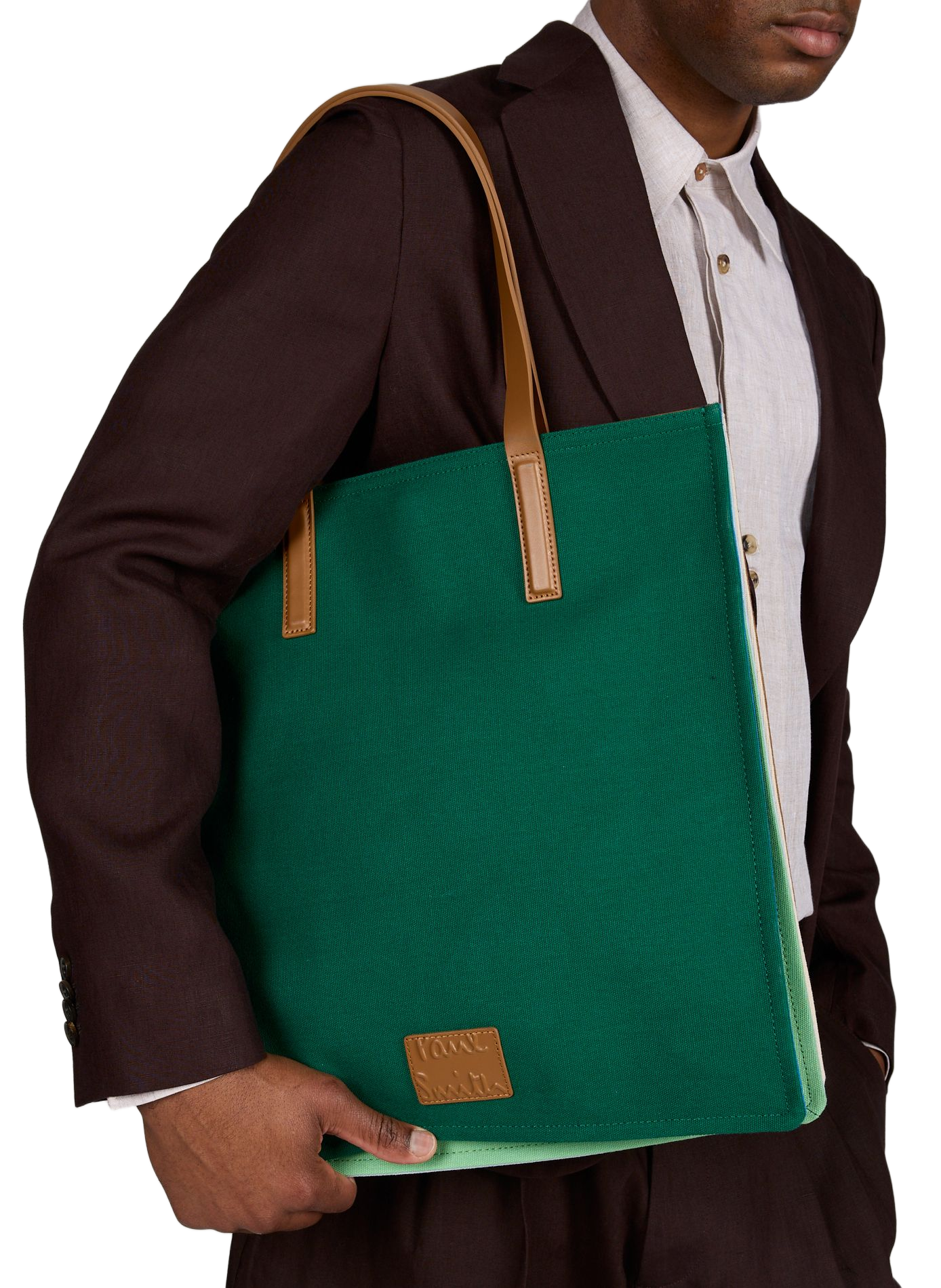 Cotton Logo Concertina Tote Bag PAUL SMITH Green