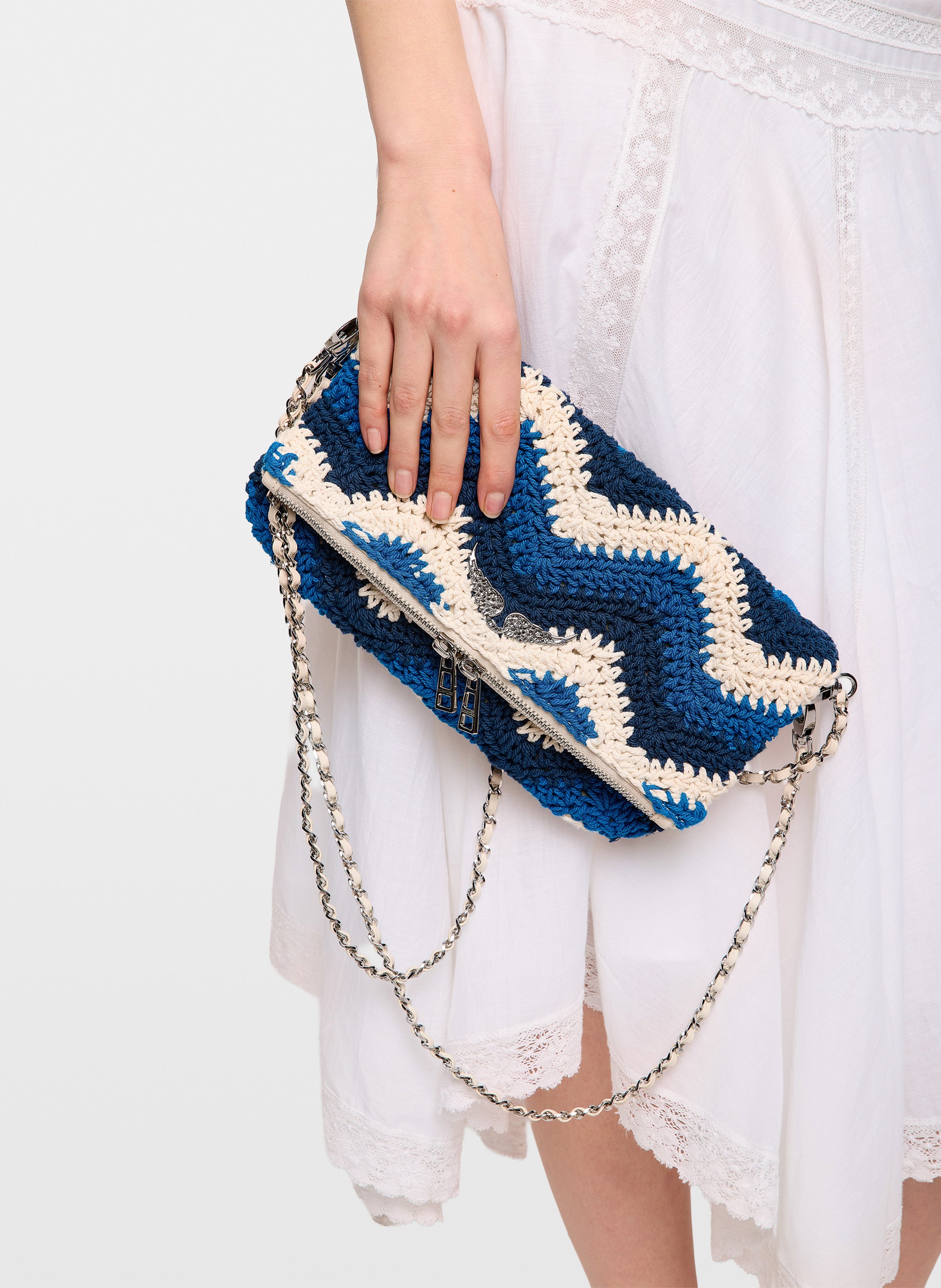 Pochette en coton macramé rock ZADIG&VOLTAIRE Blauw