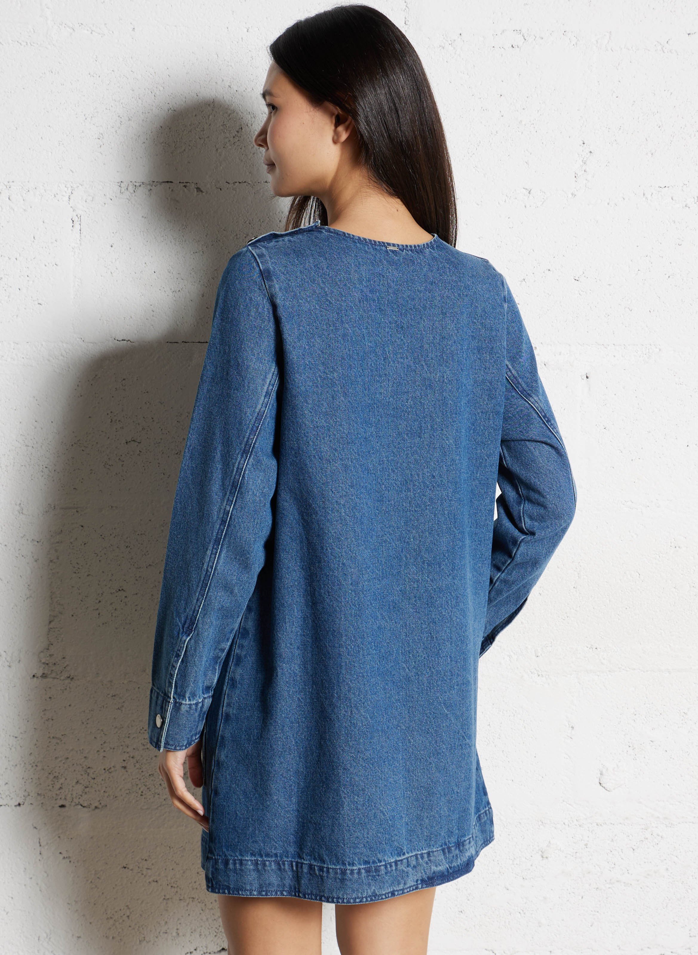 Robe en jean droite à poches IKKS Bleu