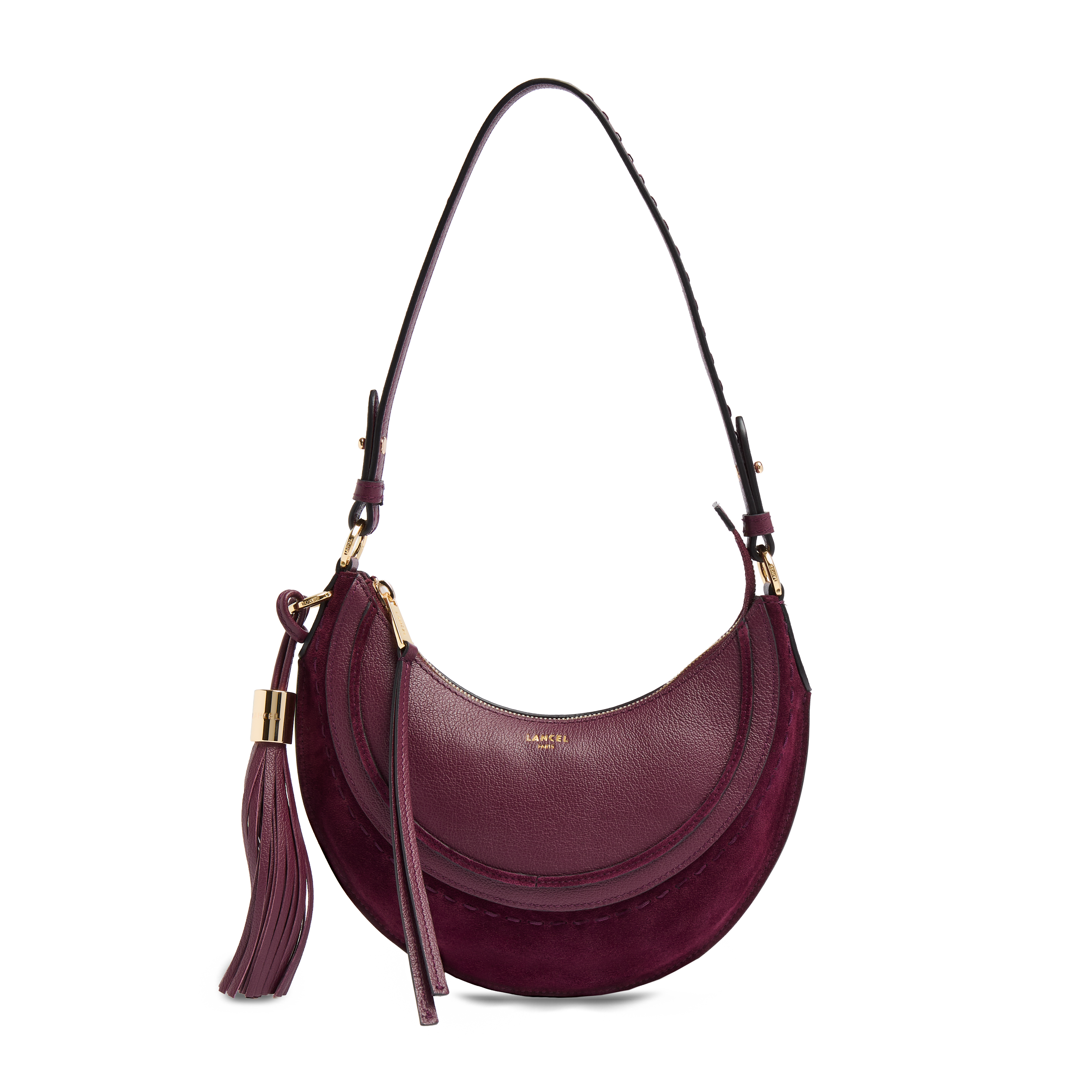 Sac hobo hoboheme de lancel en animation suede : cuirs de vachette suede & graine LANCEL Violet