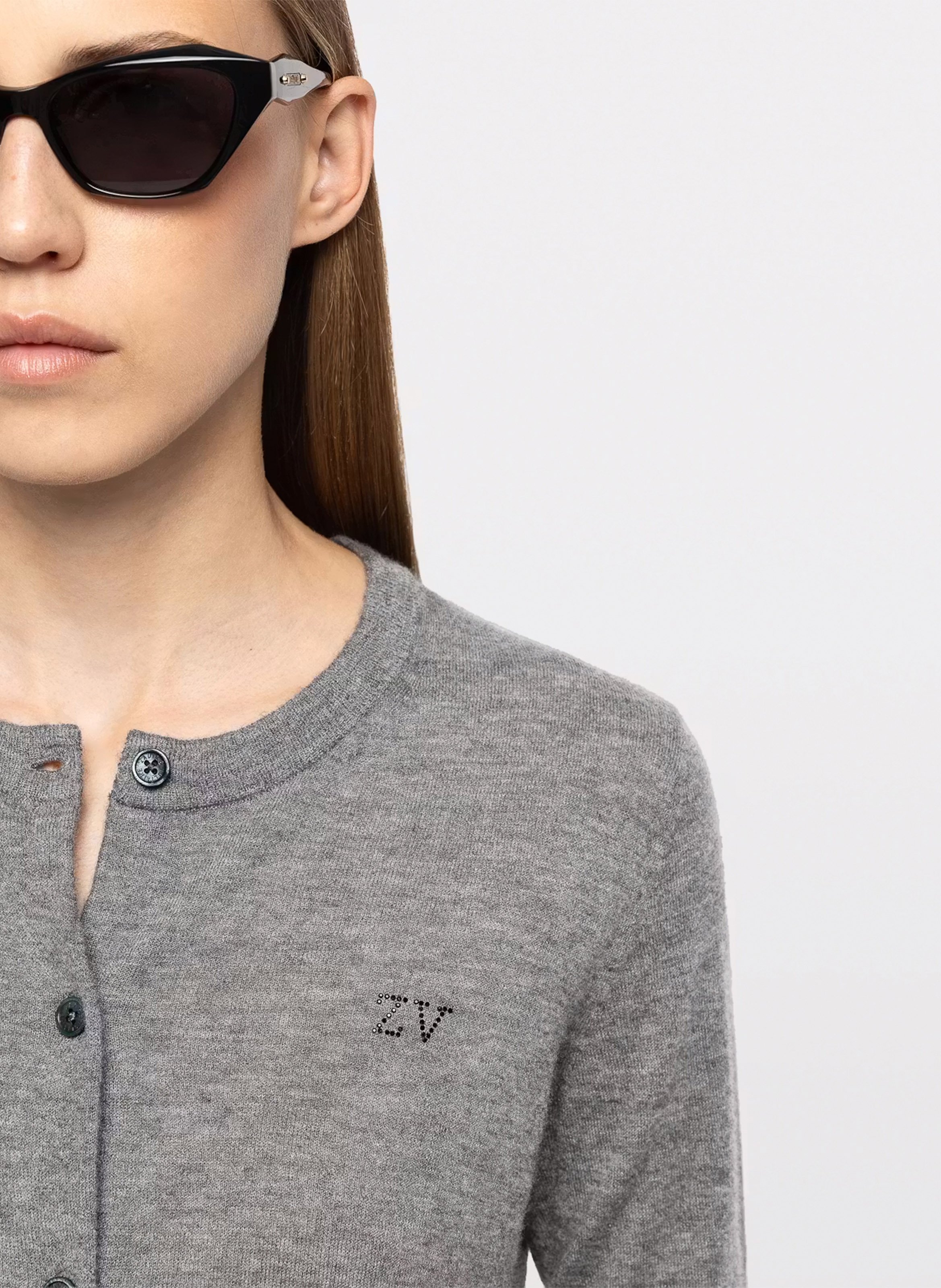 Gilet droit col rond en cachemire missya | Gris ZADIG&VOLTAIRE Femme