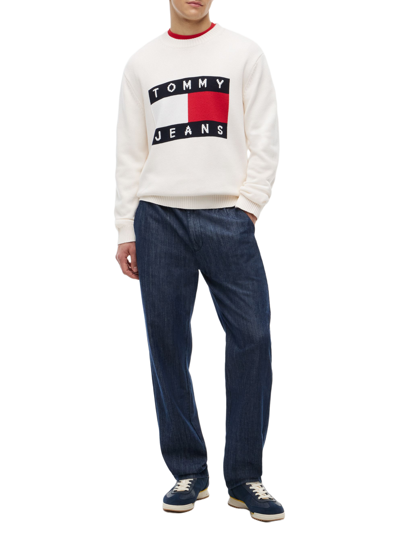 Straight leg denim effect trousers TOMMY HILFIGER Blue