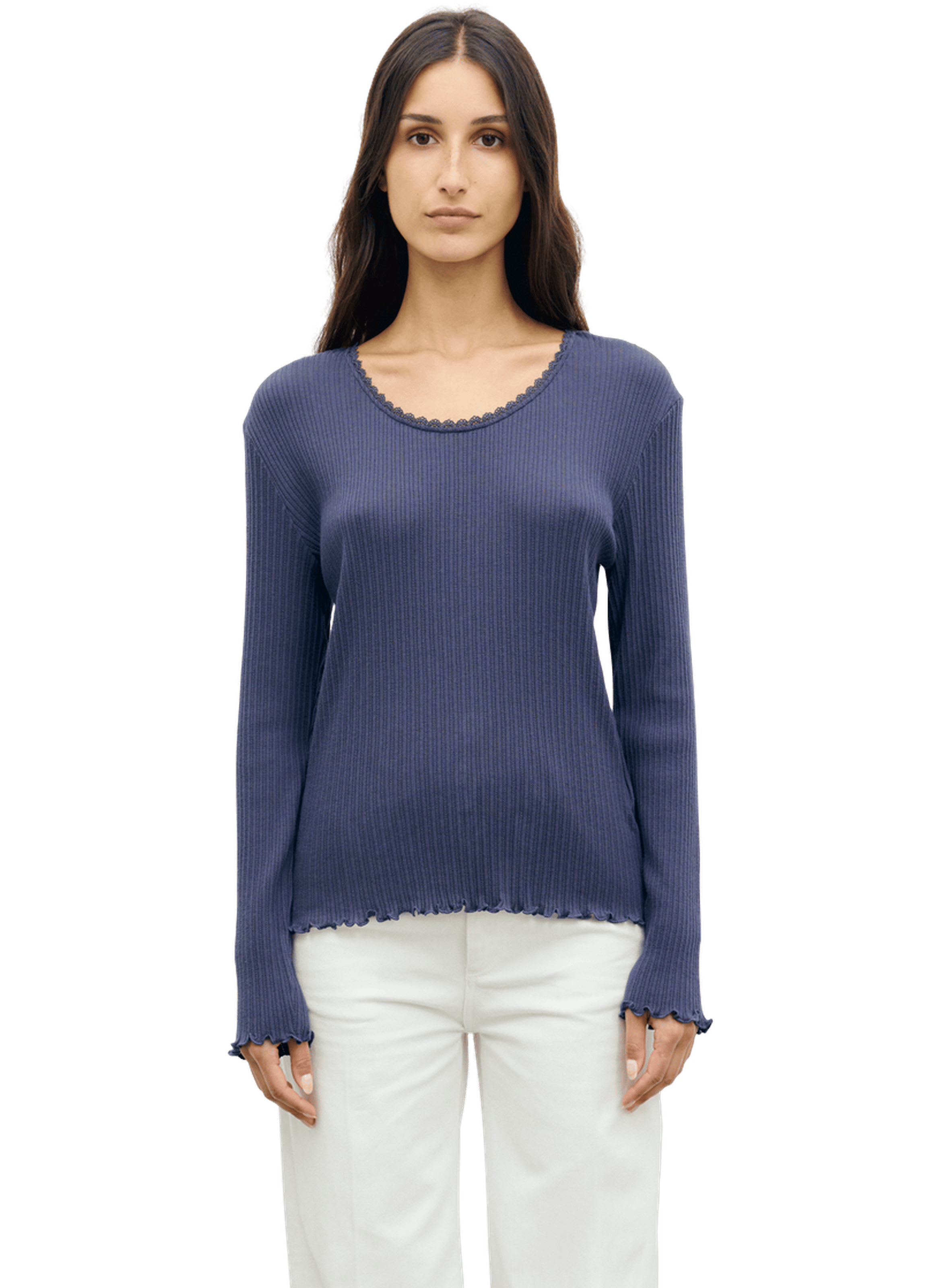 T-shirt dentelle en coton et modal - bona GERARD DAREL Bleu