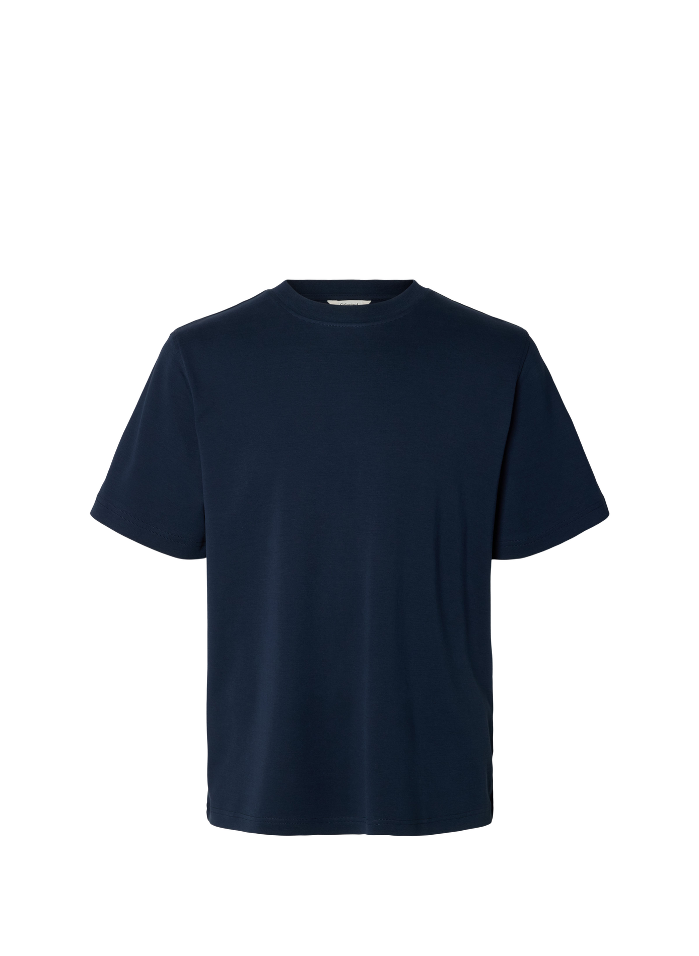 Gerader Baumwoll-T-Shirt SELECTED Blau