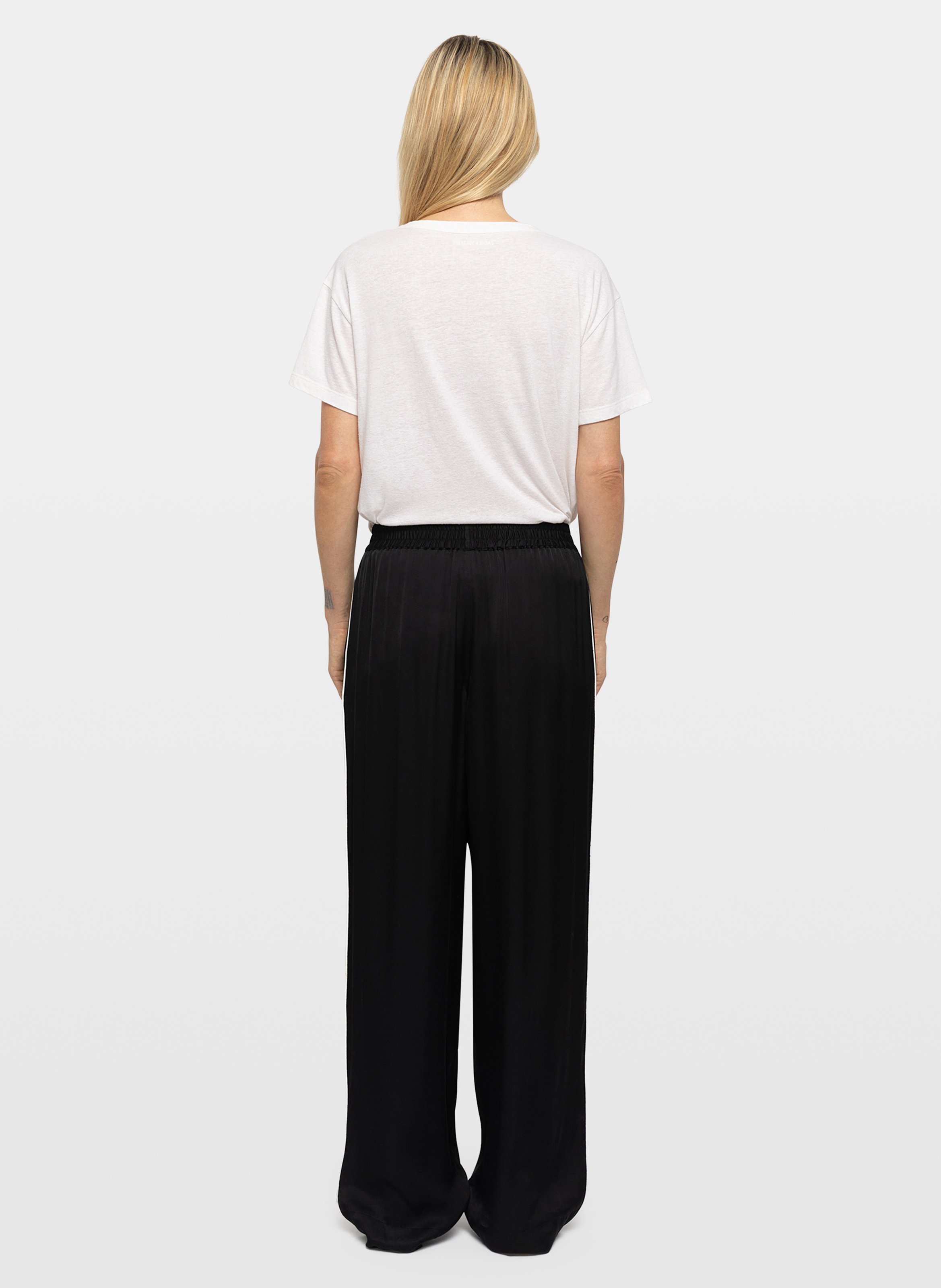 Pantalon large et fluide effet satin pin ZADIG&VOLTAIRE Noir