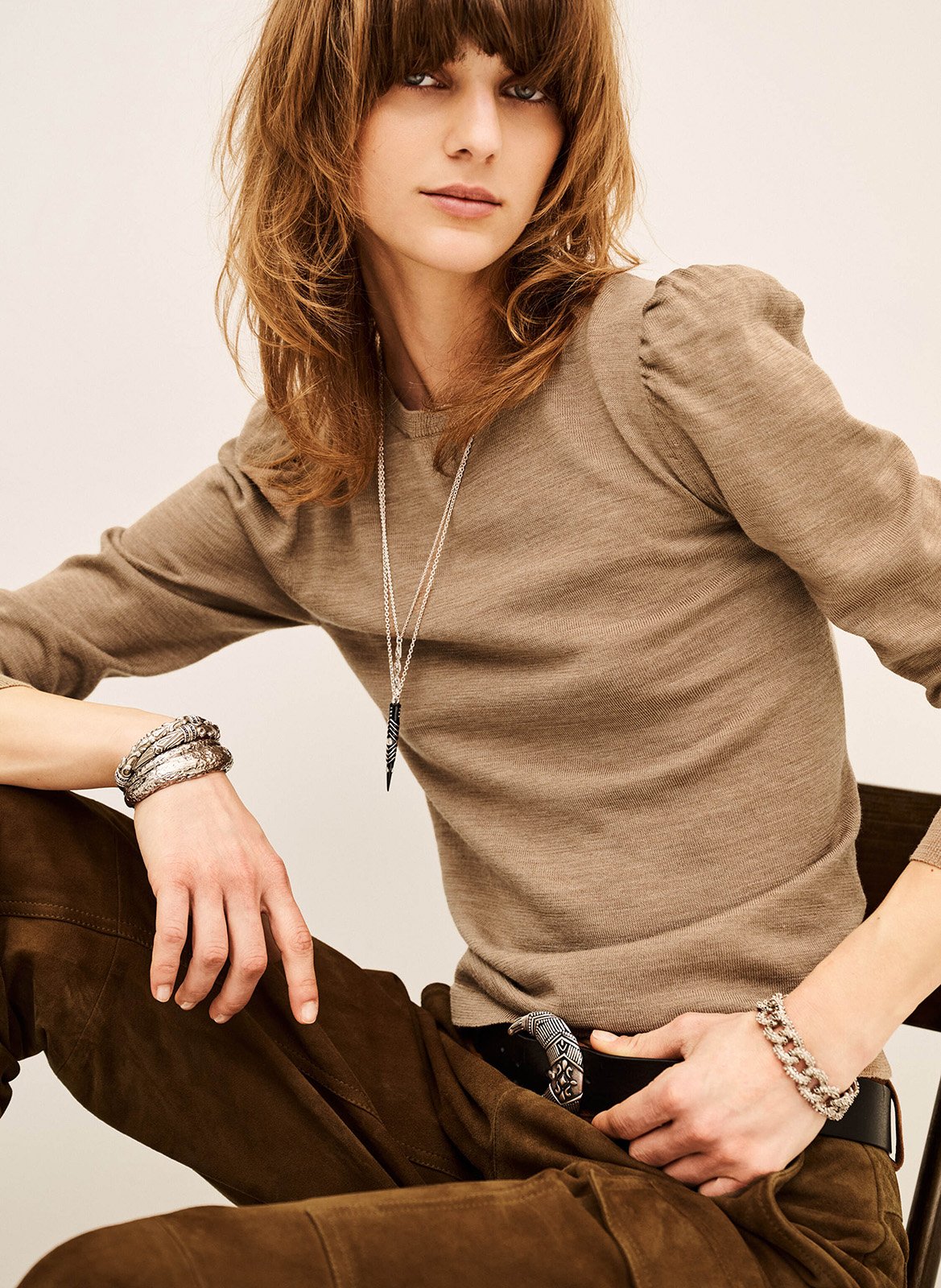 Effen recht model van Britse wol | Beige BA&SH Dames